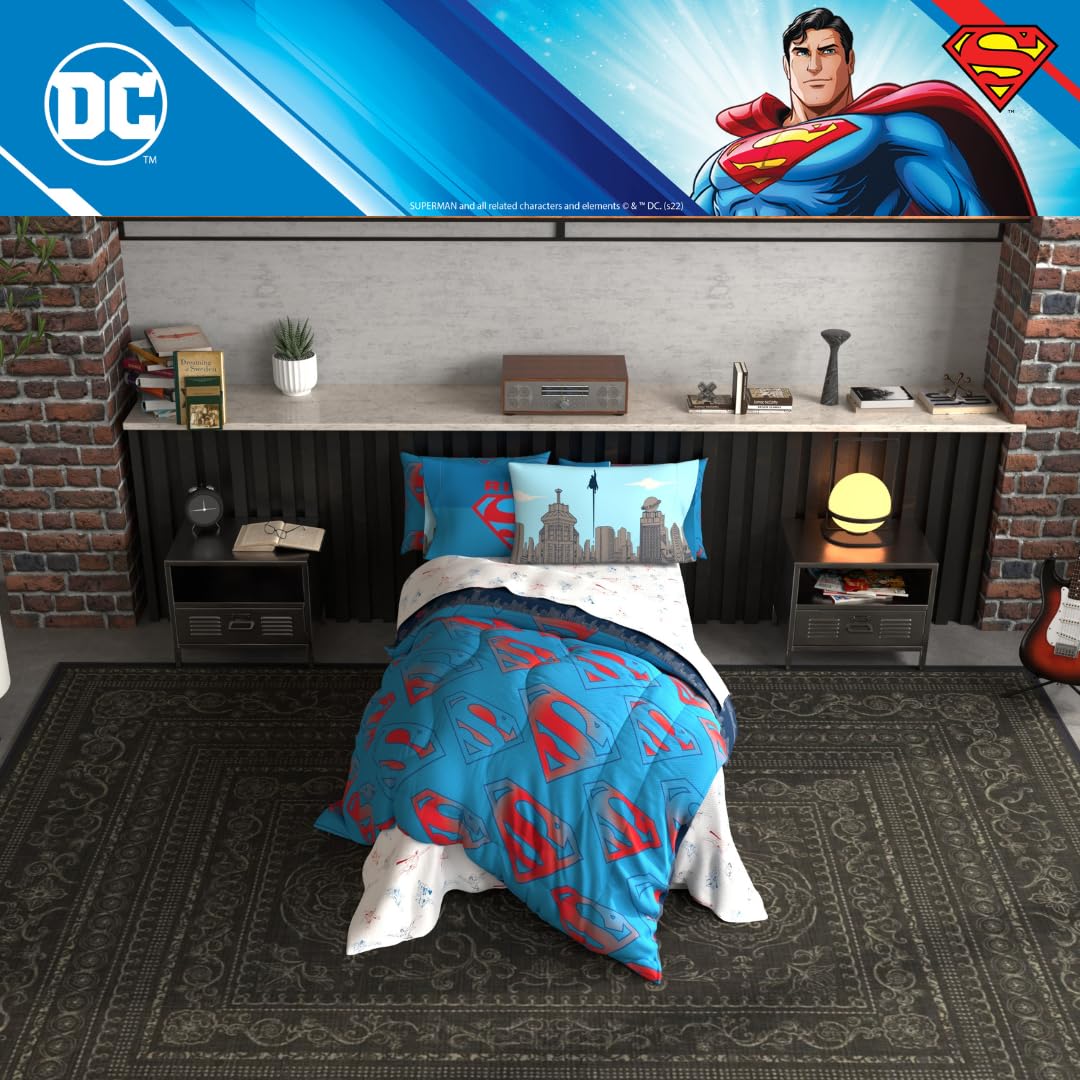 Foto 8 pulgar | Juego De Ropa De Cama Franco Superman Dc Comics Para Niños, Tamaño Doble - Venta Internacional.