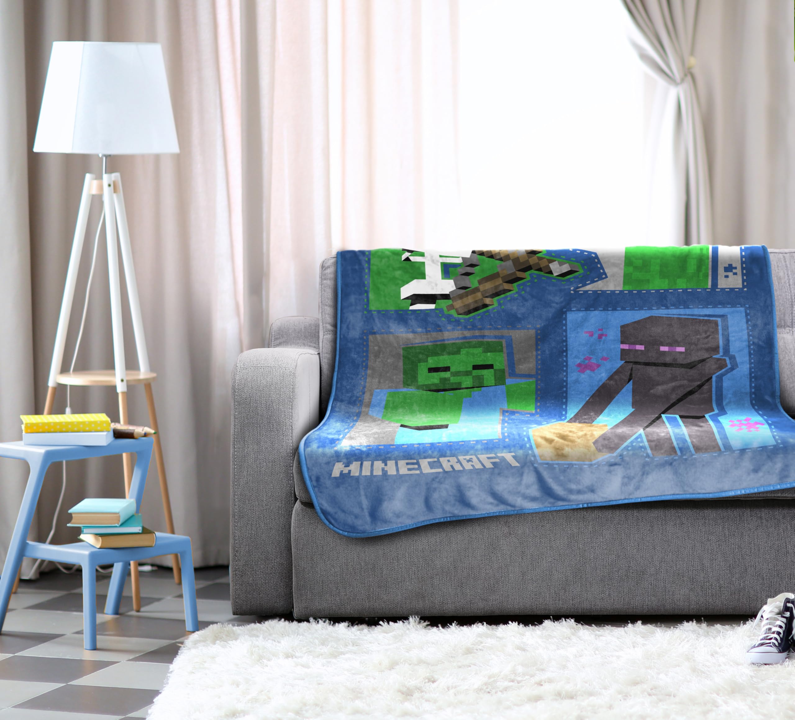 Foto 3 pulgar | Manta Jay Franco Con Iconos De Minecraft 116 X 152 Cm - Venta Internacional.
