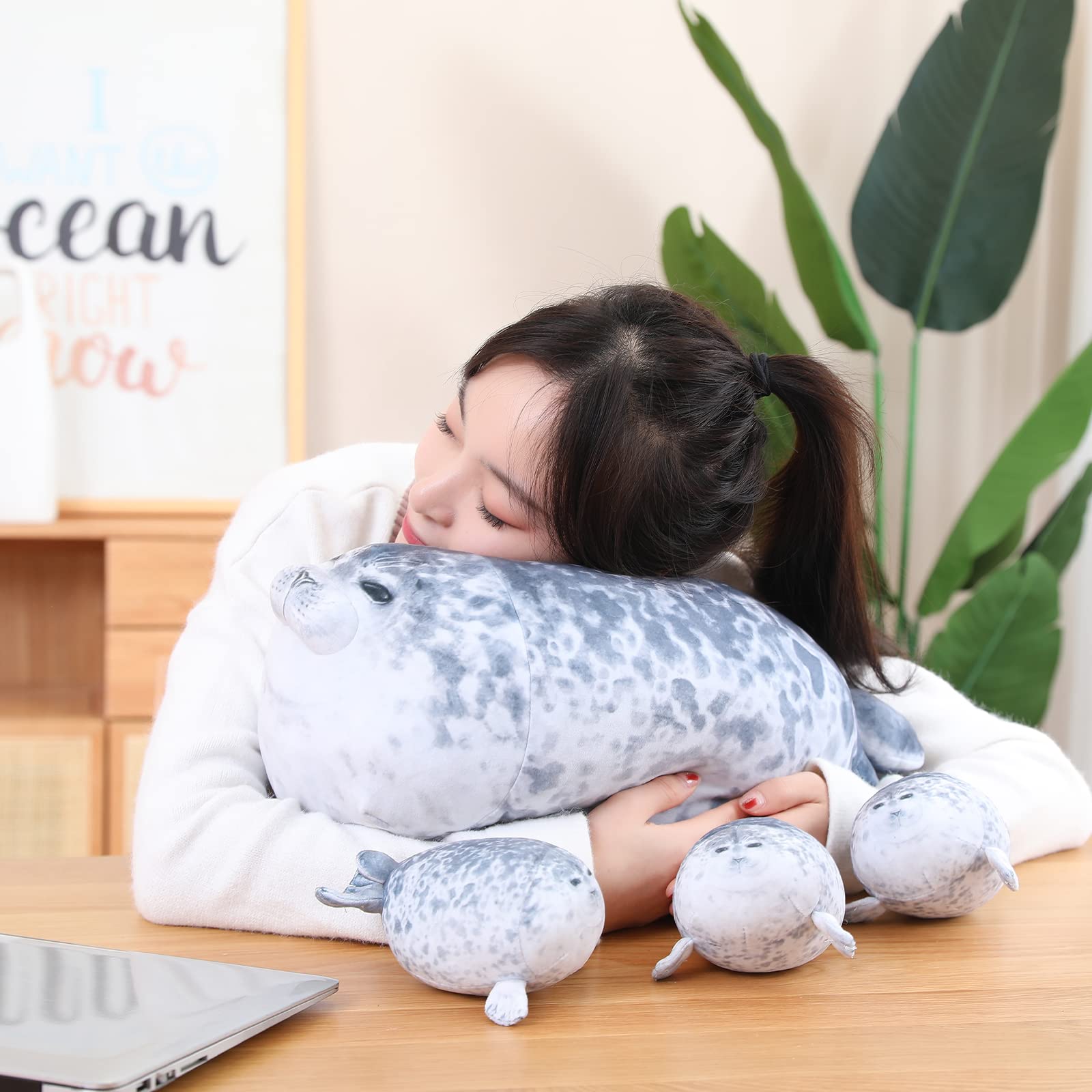 Foto 2 | Juego De Juguetes De Peluche Sqeqe Chubby Seal Con 4 Peluches Baby Seal - Venta Internacional.
