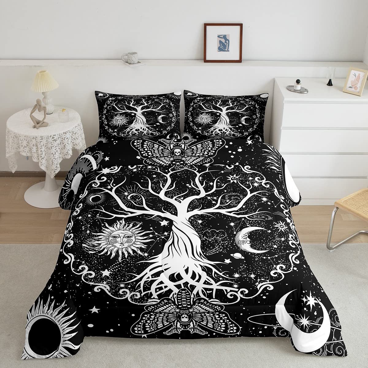 Foto 2 pulgar | Set De Edredón Erosebridal Tree Of Life Sun Moon Gothic King - Venta Internacional.