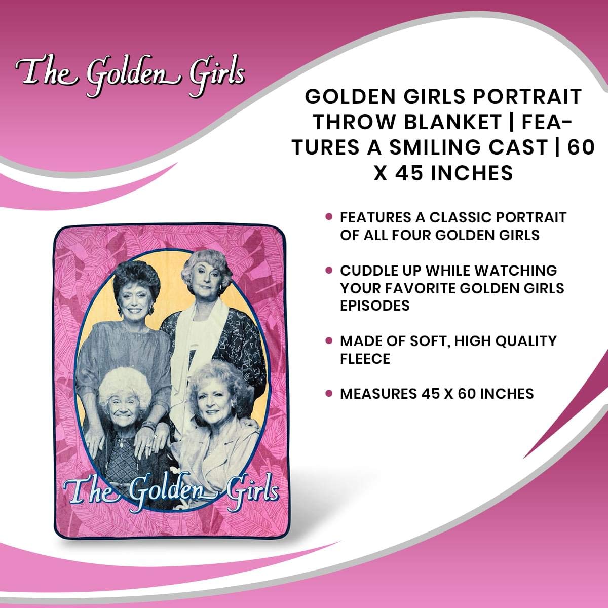 Foto 8 pulgar | Manta De Forro Polar Just Funky The Golden Girls Portrait - Venta Internacional.