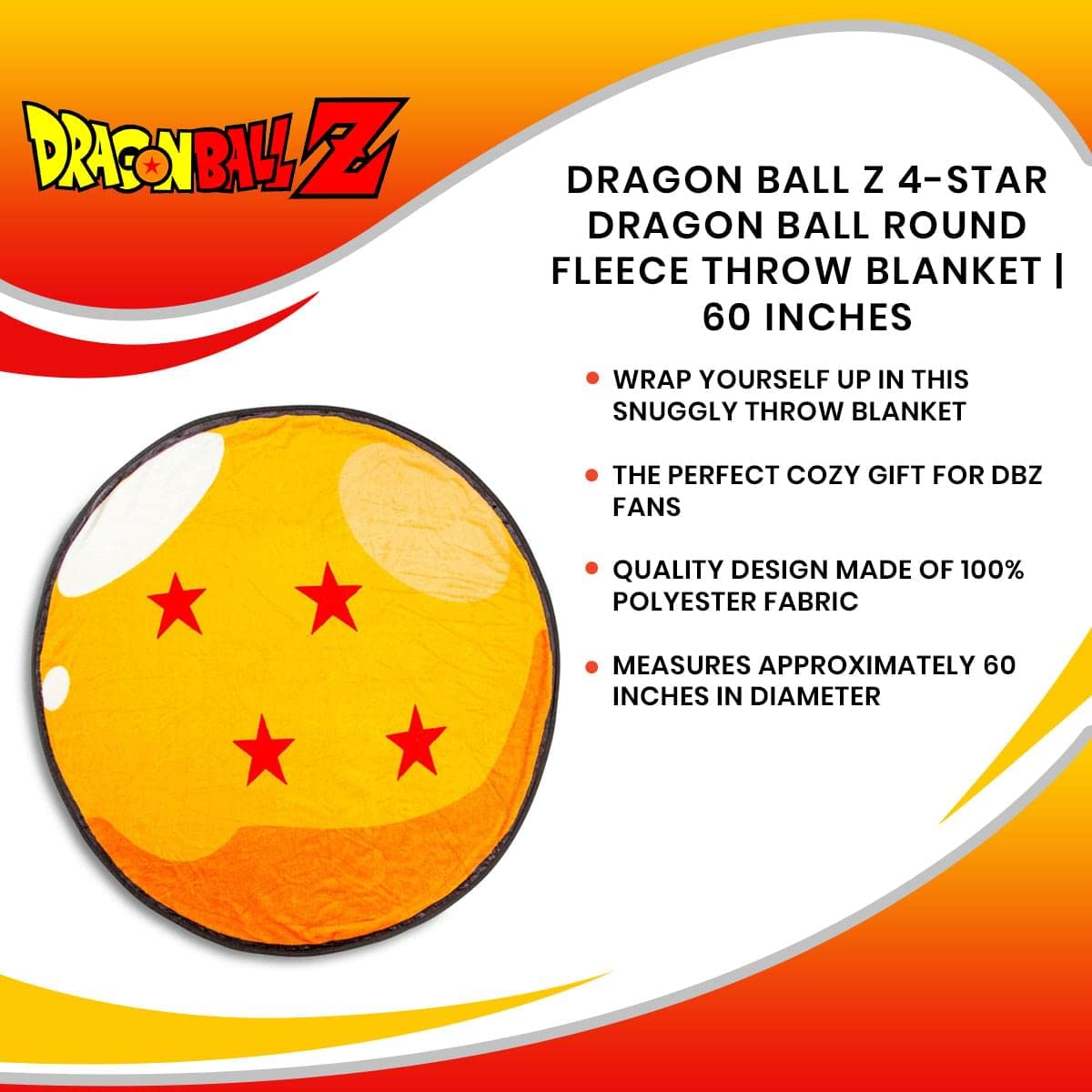 Foto 8 pulgar | Manta Just Funky Dragon Ball Z 4 Estrellas Dragon Ball - Venta Internacional.