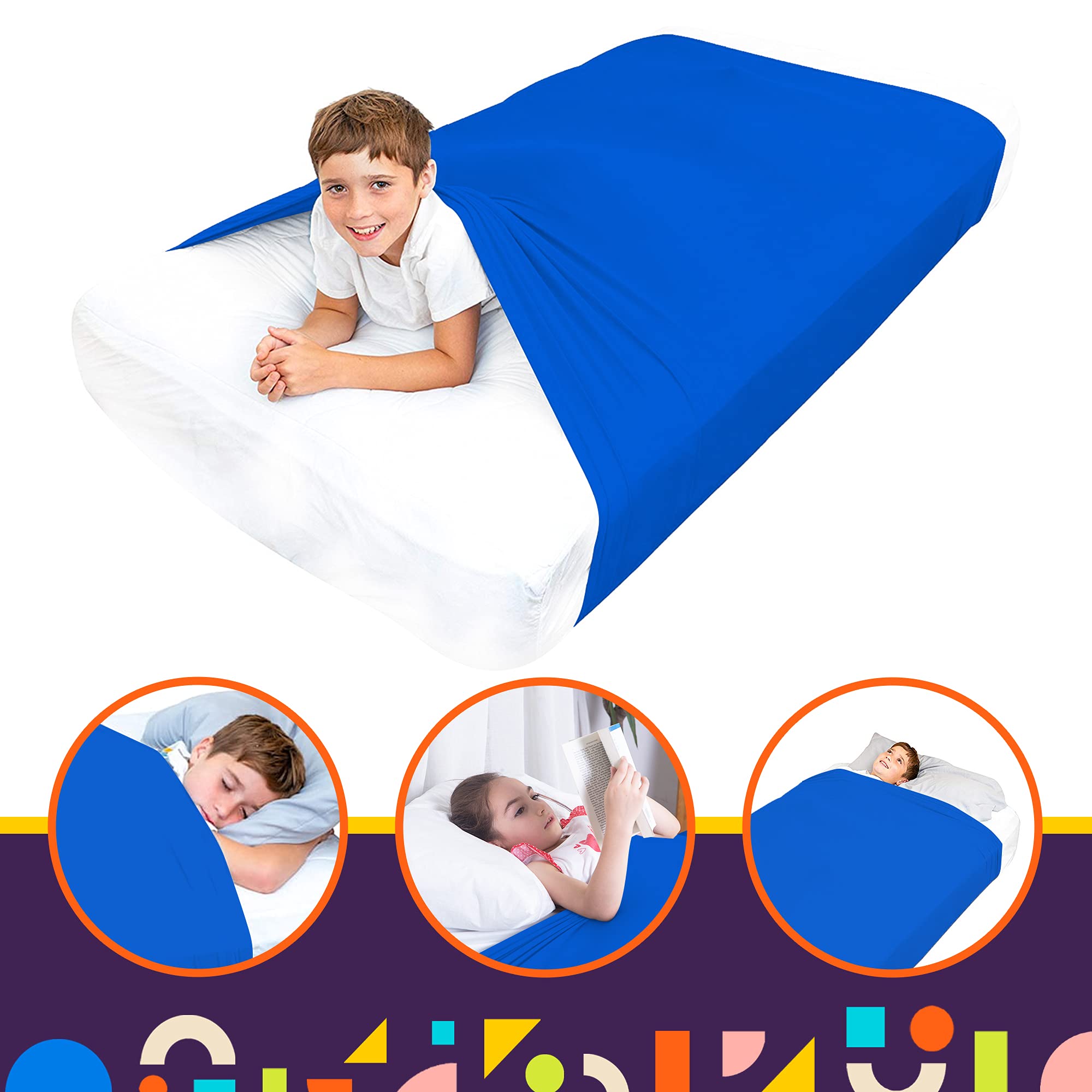 Foto 8 pulgar | Sábana Sensory Supplies Special Sleep Sleeve Azul Queen Size - Venta Internacional