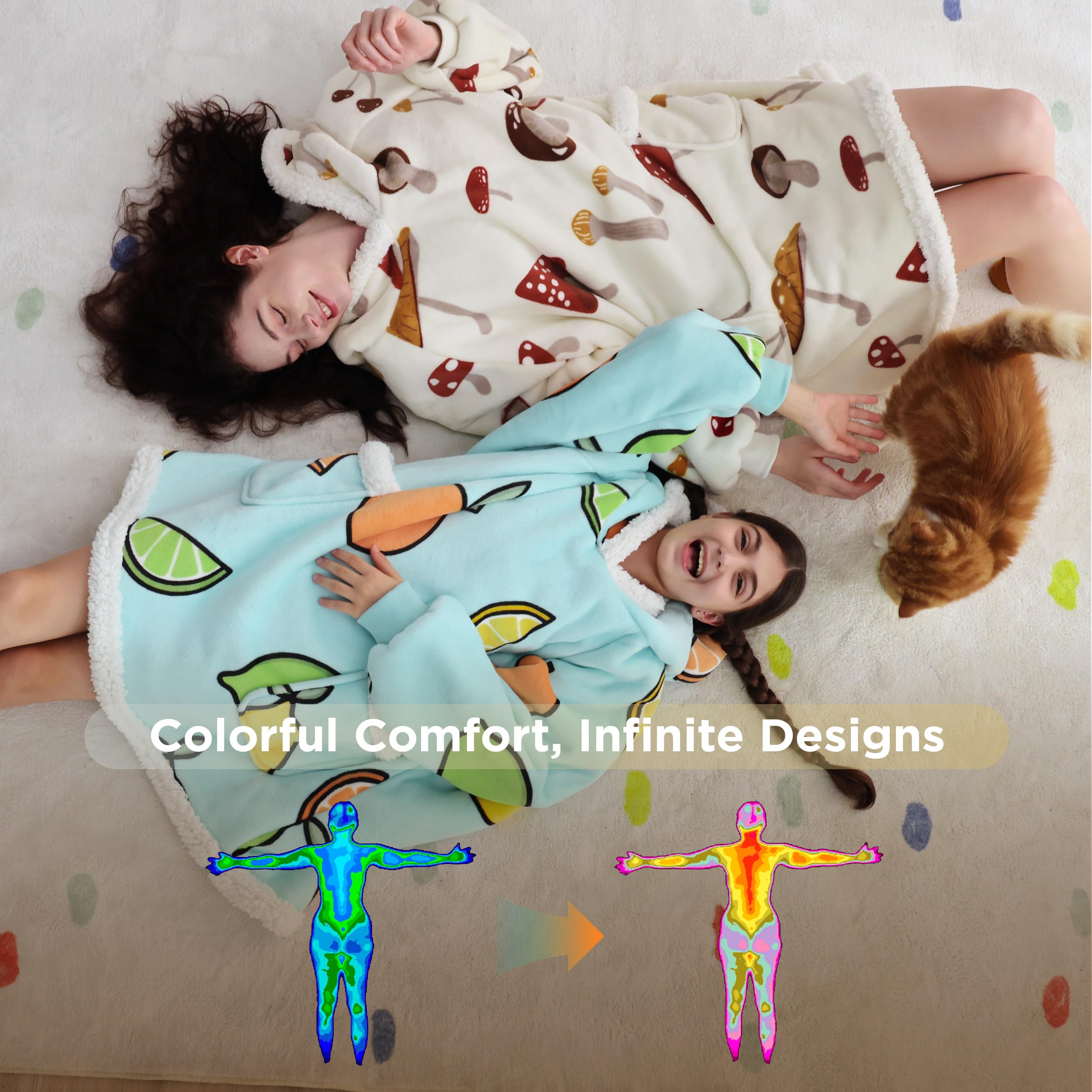 Foto 5 pulgar | Manta Portátil Con Capucha Bedsure Mushroom Beige Para Adultos Y Niños - Venta Internacional.