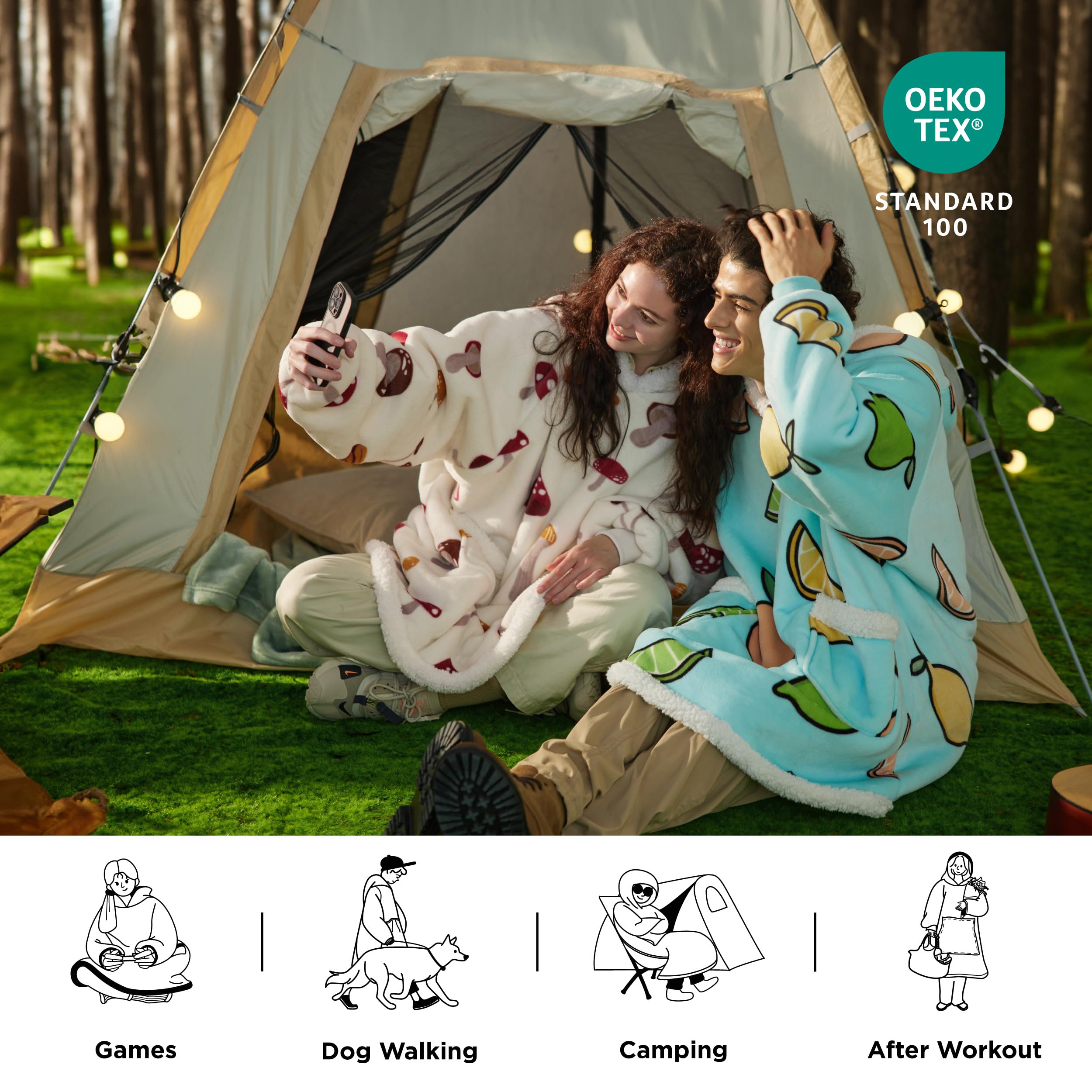 Foto 6 pulgar | Manta Portátil Con Capucha Bedsure Mushroom Beige Para Adultos Y Niños - Venta Internacional.