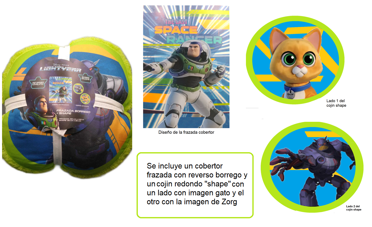 Foto 5 pulgar | Frazada Cobertor Reverso Borrego Y Cojin Buzz Lightyear