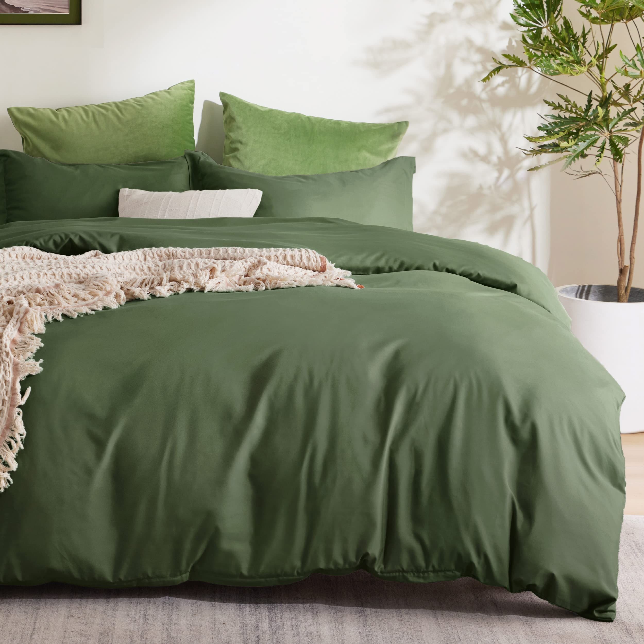 Juego De Funda De Edredón Bedsure, Tamaño Queen, Poliéster, Verde Oliva - Venta Internacional. $863