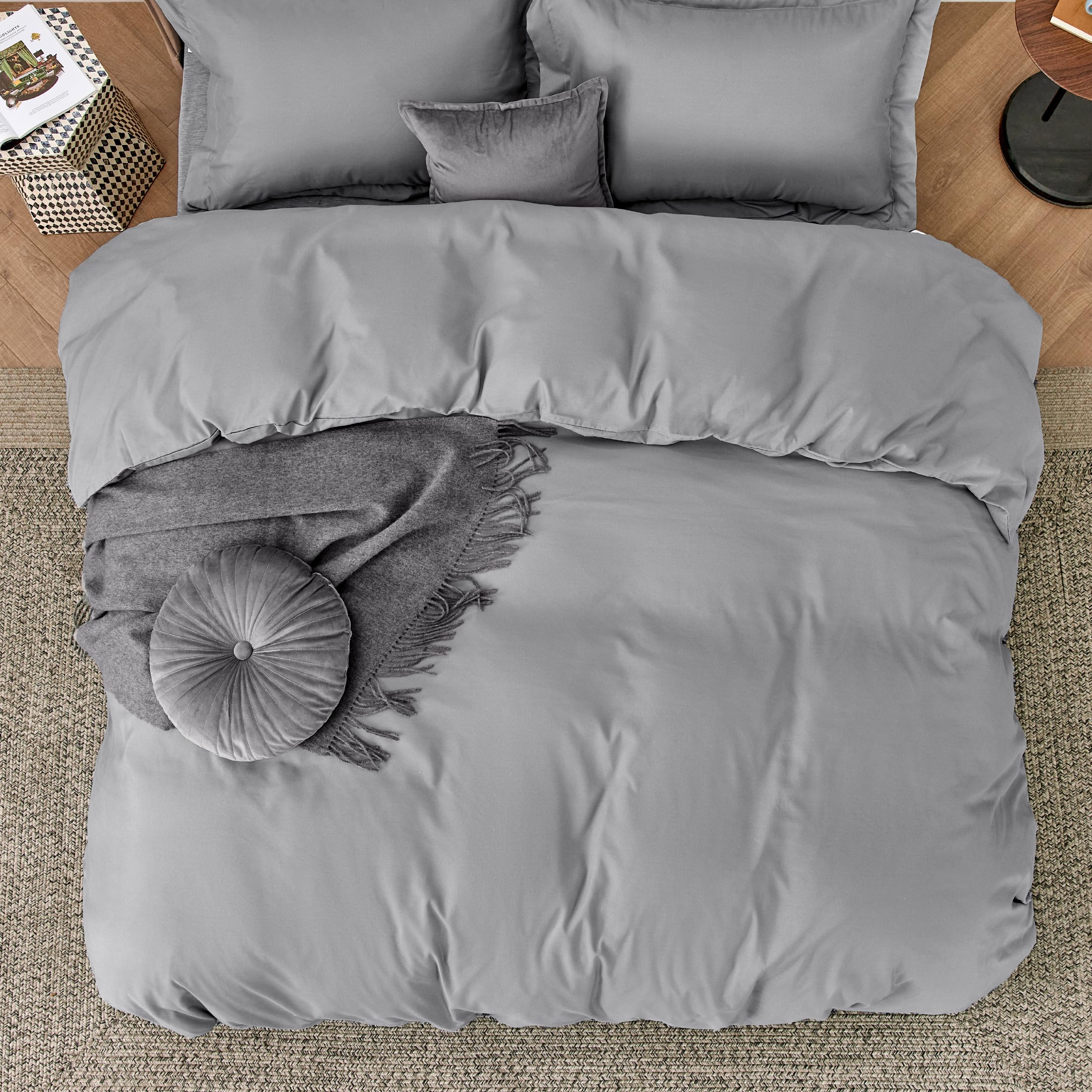 Foto 4 pulgar | Juego De Funda De Edredón Bedsure, Tamaño Queen, Suave, Doble Cepillado, Gris - Venta Internacional.