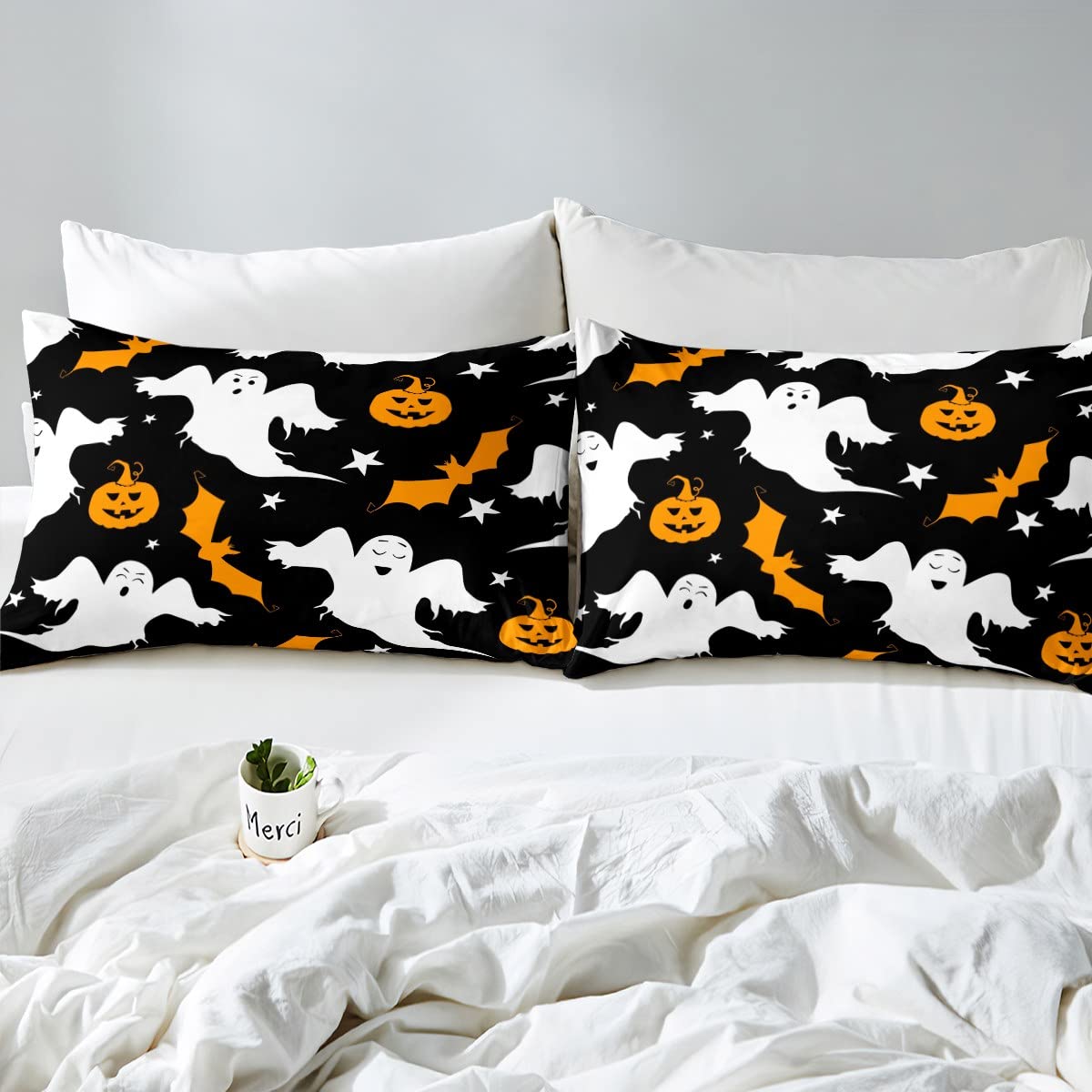 Foto 5 pulgar | Juego De Funda De Edredón Feelyou Halloween Kids Ghost Pumpkin Queen - Venta Internacional.