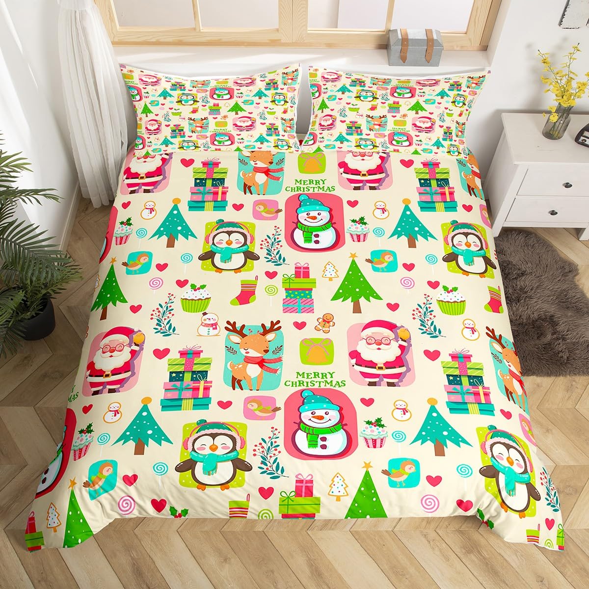 Foto 1 | Funda Nórdica Feelyou Christmas Santa Claus Snowman Queen - Venta Internacional.
