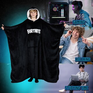 Foto 3 | Fortnite Blanket Hoodie For Boys Teens 14+ Wearable Blanket Fleece Extra Long (black Long Teens 14+) - Venta Internac