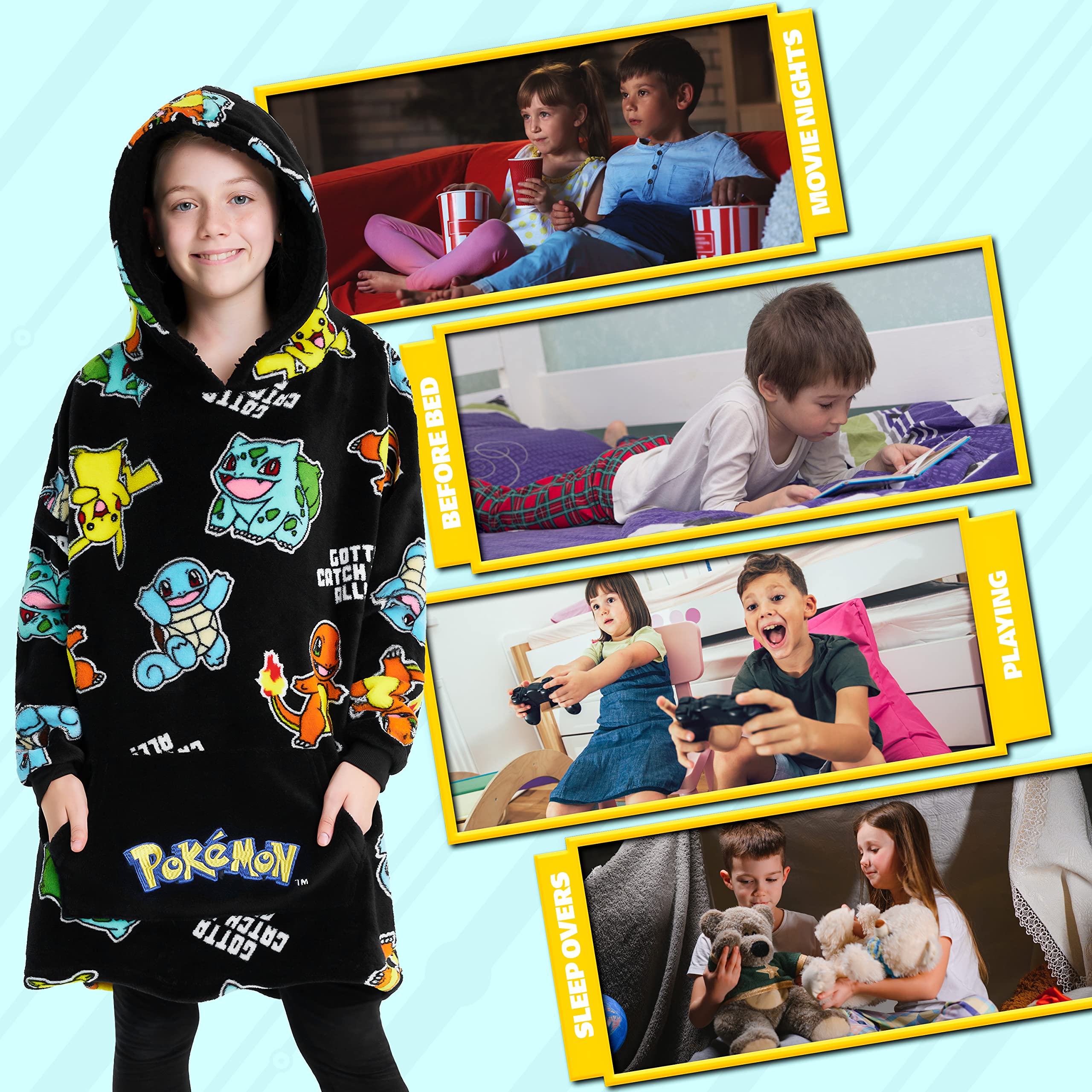 Foto 6 pulgar | Sudadera Portátil con Capucha Pokémon Pikachu para Niños - Venta Internacional