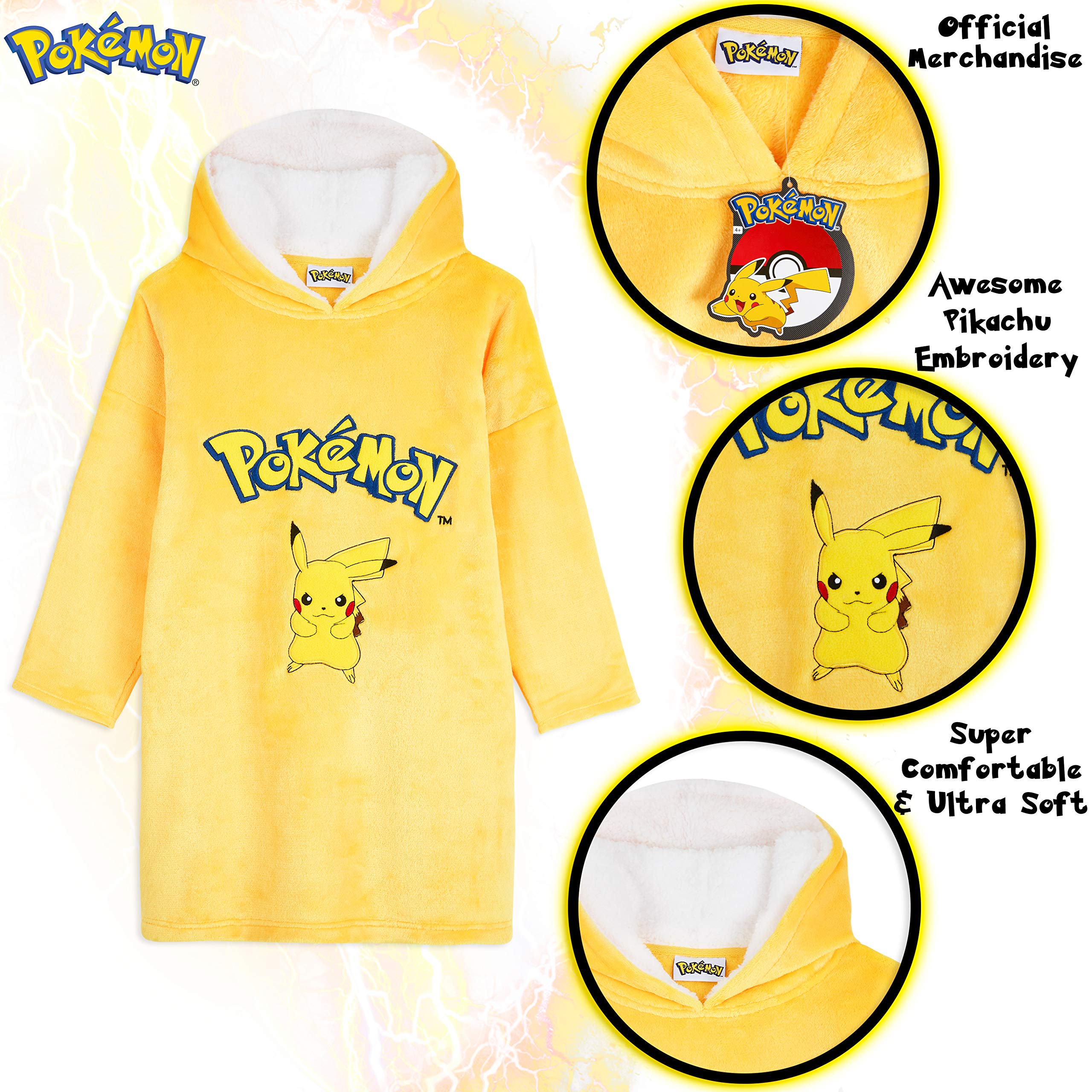 Foto 4 | Sudadera Con Capucha Pokémon Pikachu Para Niños, Forro Polar, Color Amarillo - Venta Internacional.