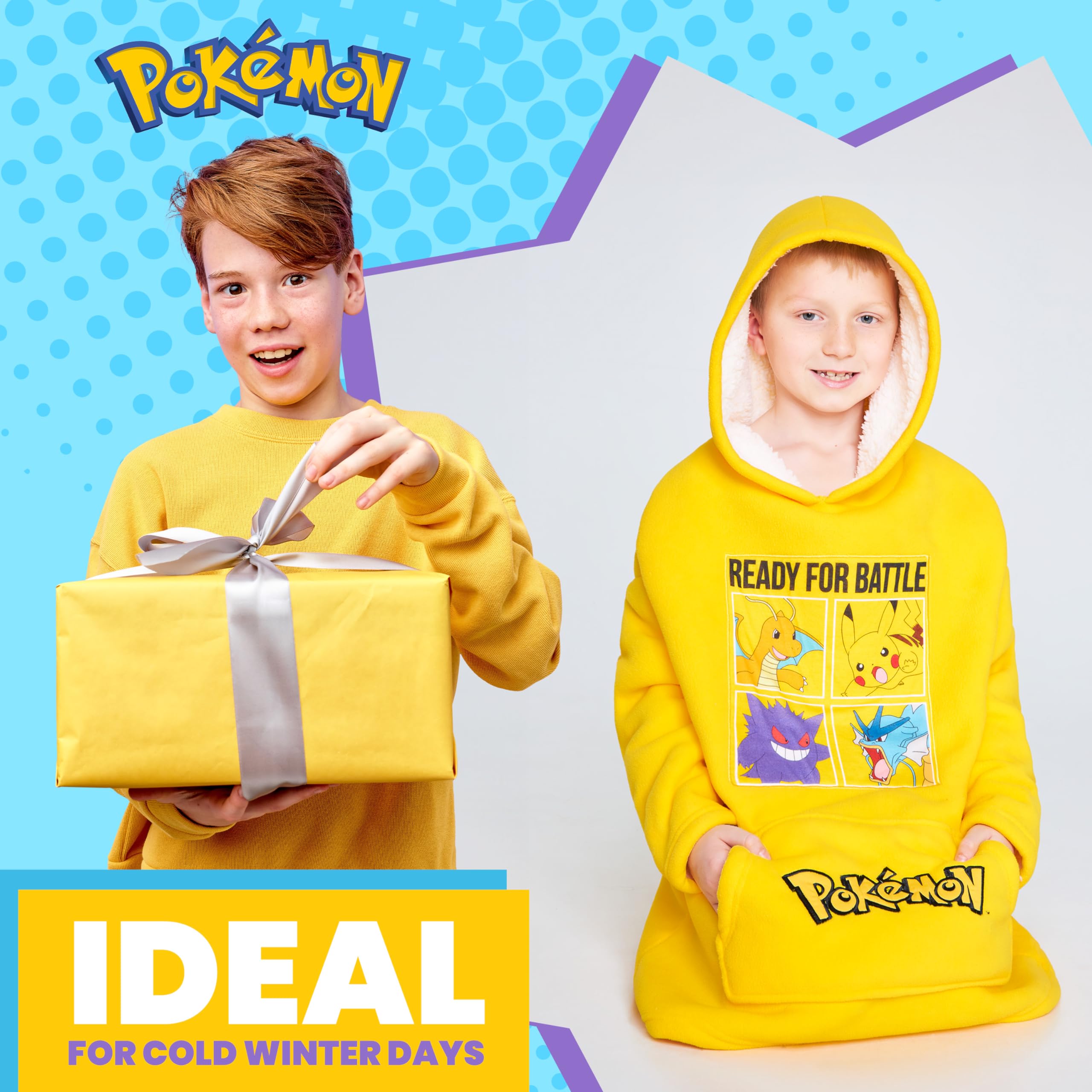 Foto 3 pulgar | Manta con Capucha Y Forro Polar Pokémon Para Niños Y Adolescentes Amarillo - Venta Internacional