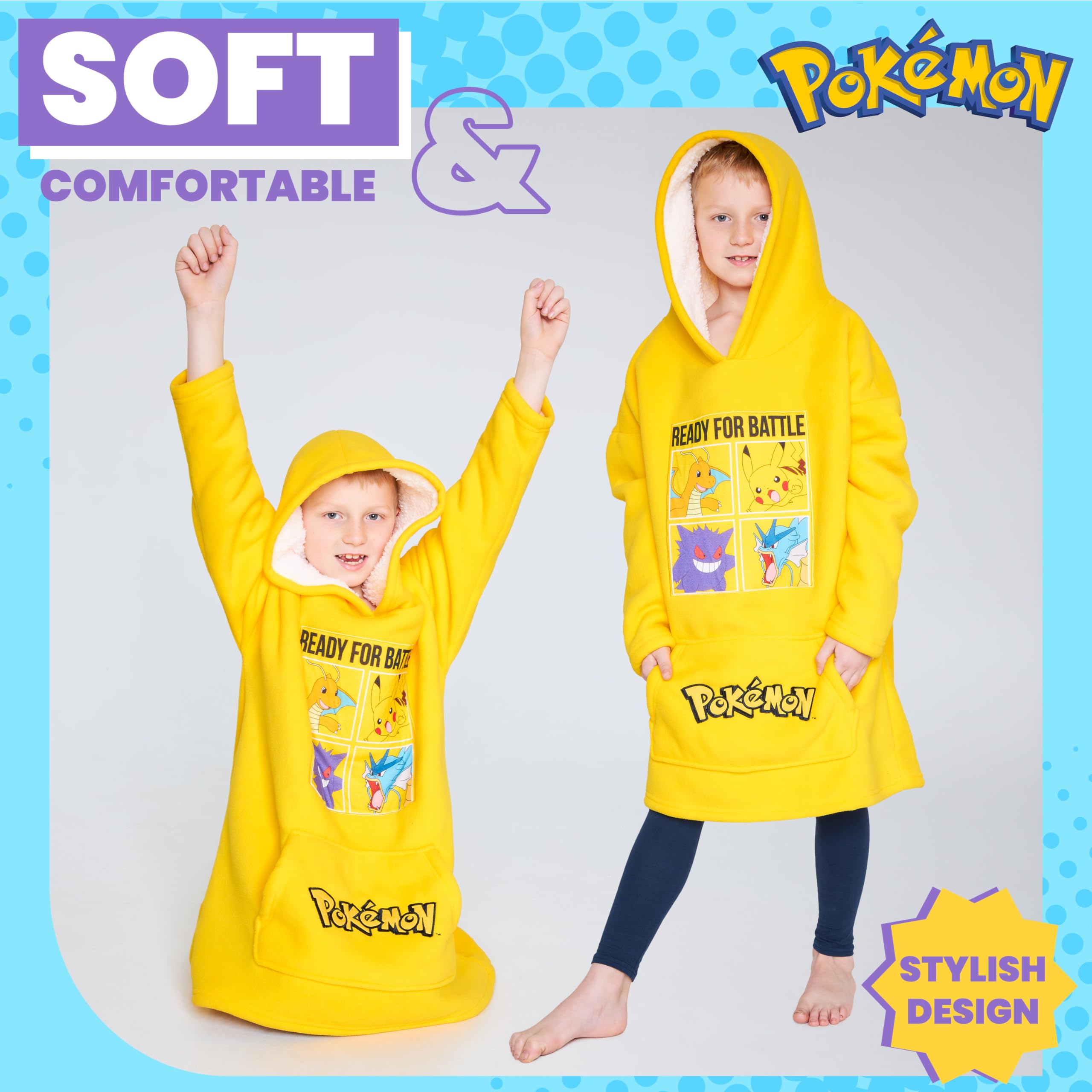 Foto 4 pulgar | Manta con Capucha Y Forro Polar Pokémon Para Niños Y Adolescentes Amarillo - Venta Internacional