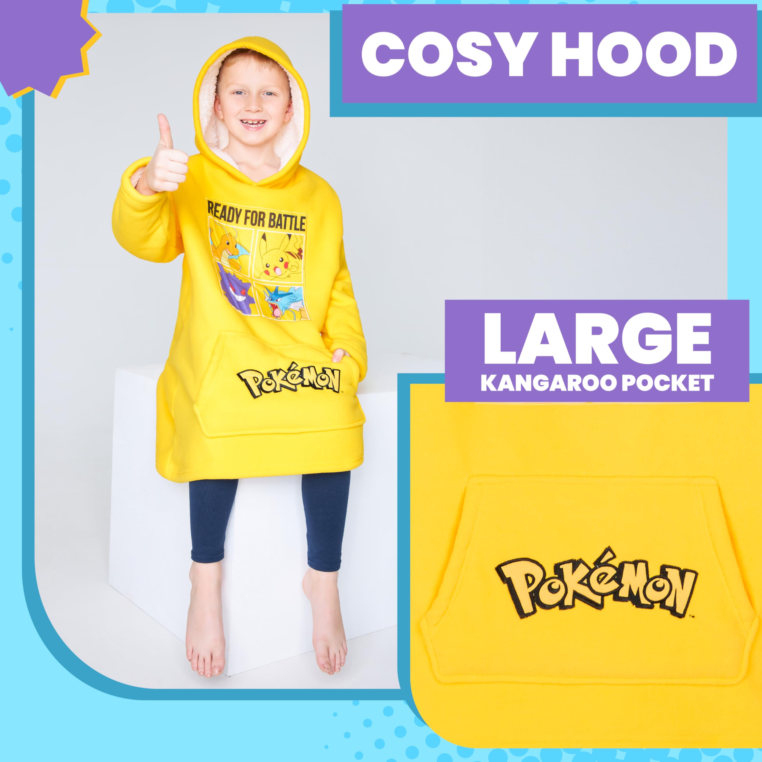 Foto 5 pulgar | Manta con Capucha Y Forro Polar Pokémon Para Niños Y Adolescentes Amarillo - Venta Internacional