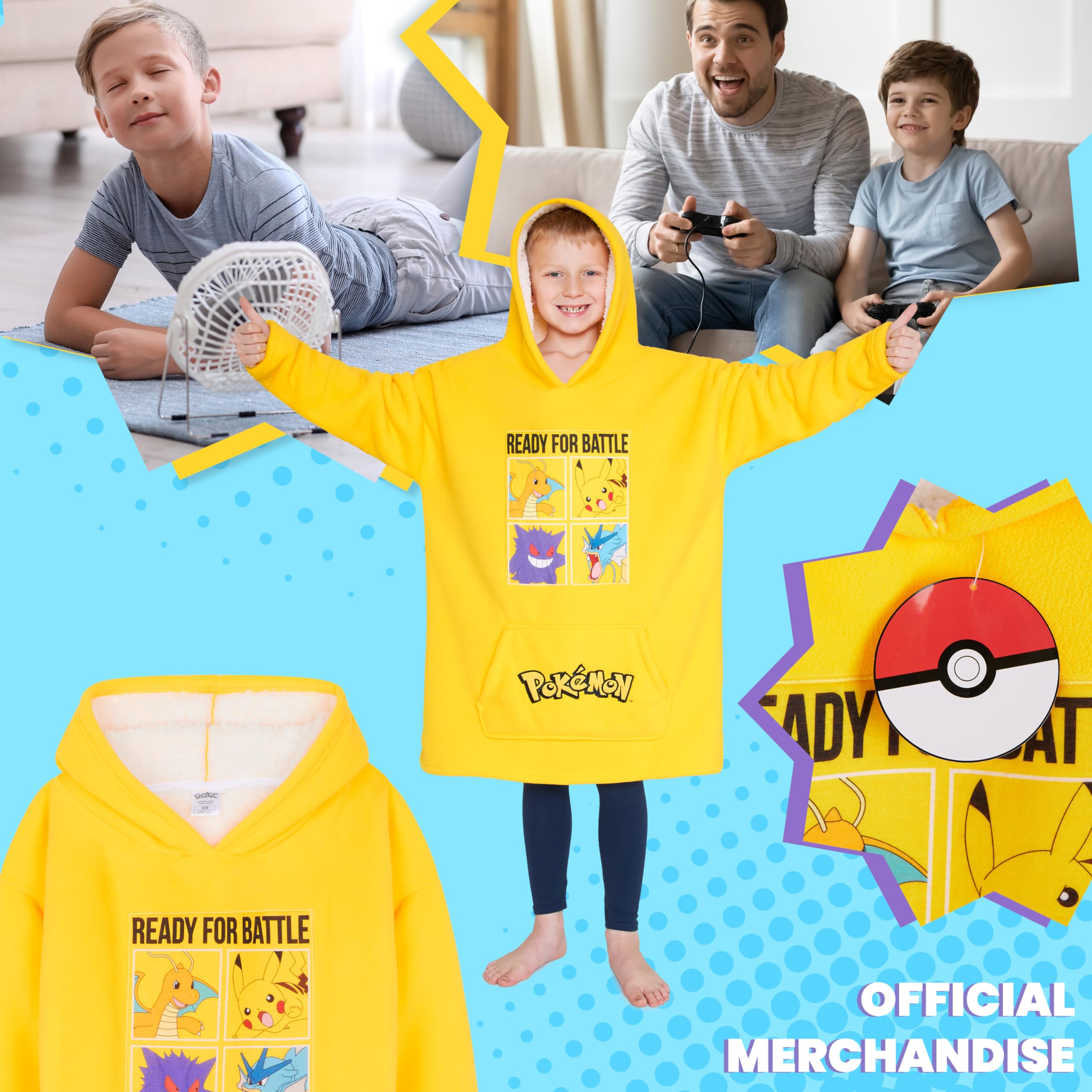 Foto 6 pulgar | Manta con Capucha Y Forro Polar Pokémon Para Niños Y Adolescentes Amarillo - Venta Internacional
