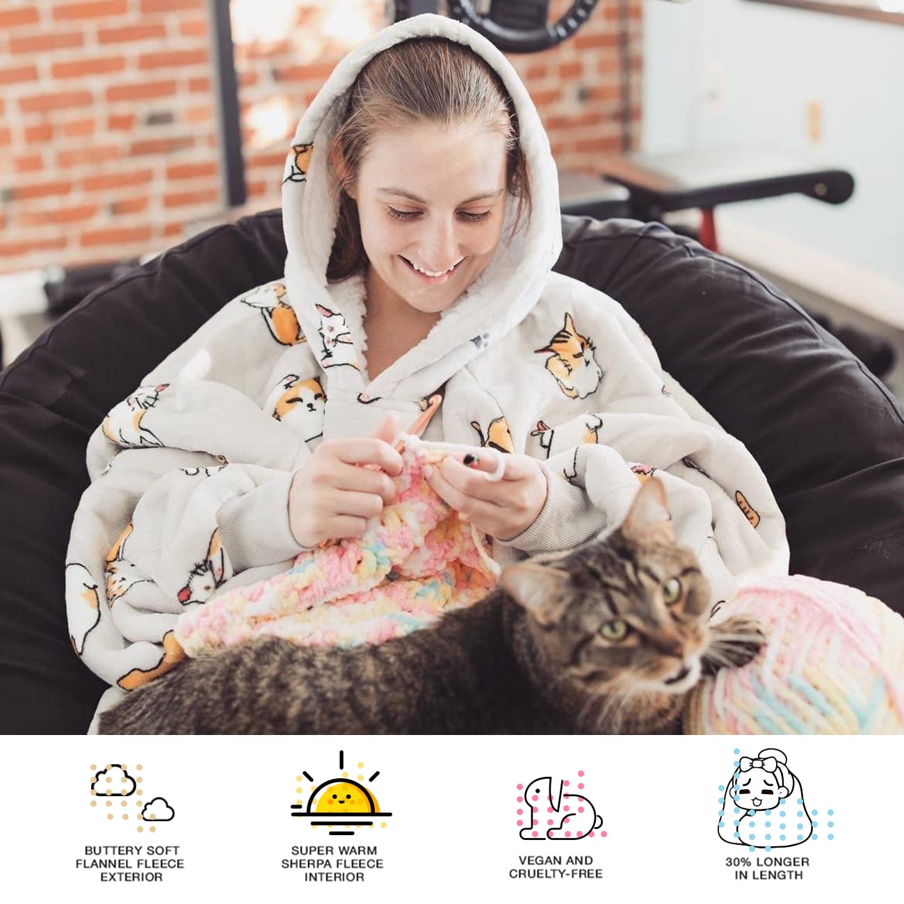 Foto 2 | Sudadera Portátil con Capucha Kfubuo Sherpa - Venta Internacional