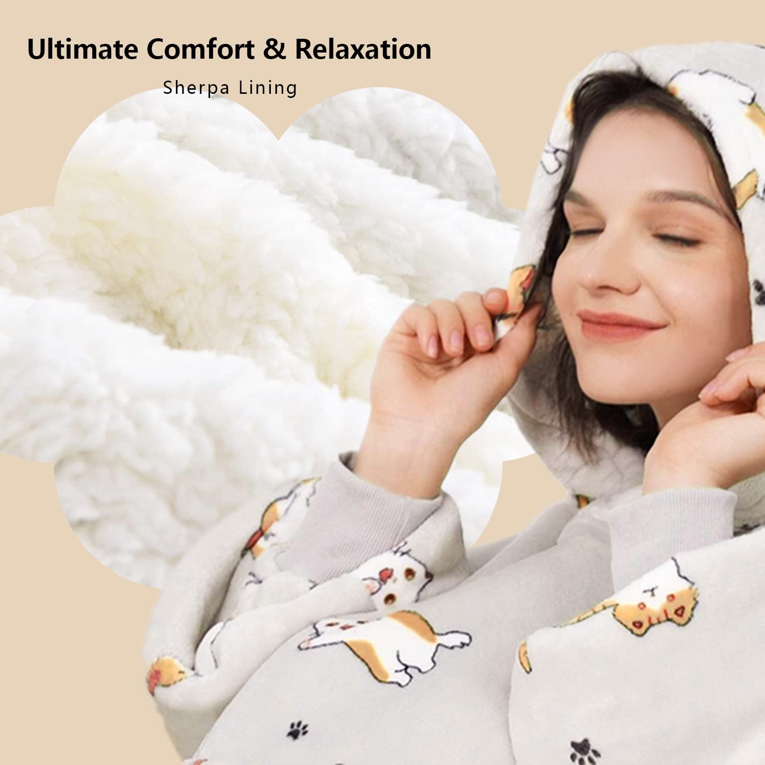 Foto 7 | Sudadera Portátil con Capucha Kfubuo Sherpa - Venta Internacional