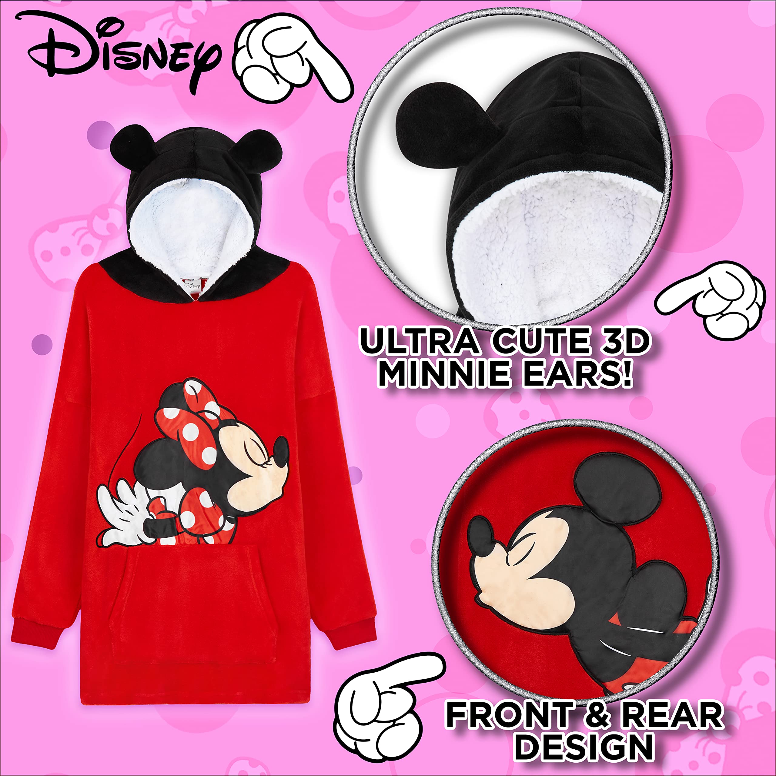 Foto 3 pulgar | Manta con Capucha Disney  Minnie Mouse - Venta Internacional