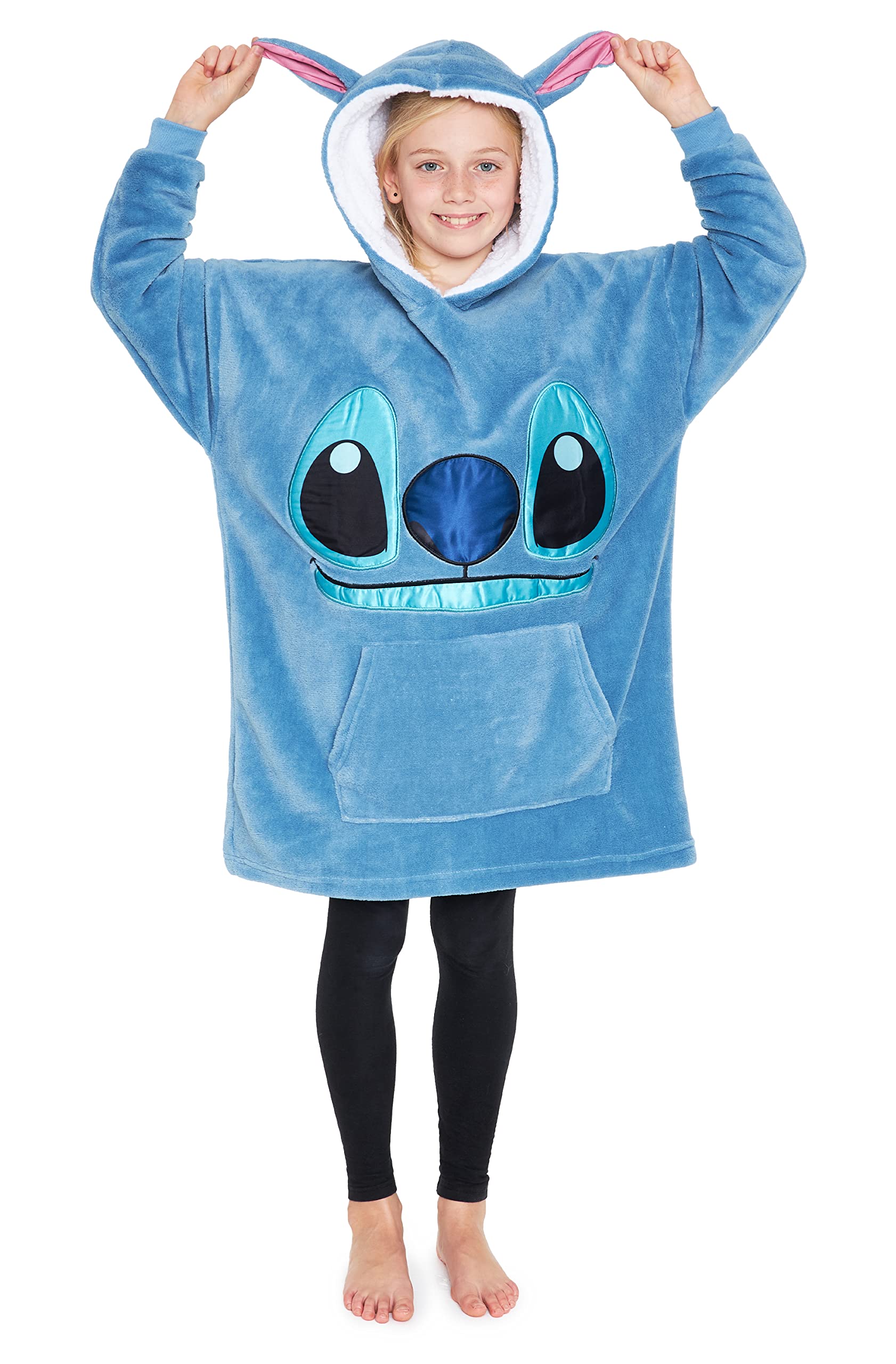 Foto 1 | Manta con Capucha Disney Stitch Azul - Venta Internacional