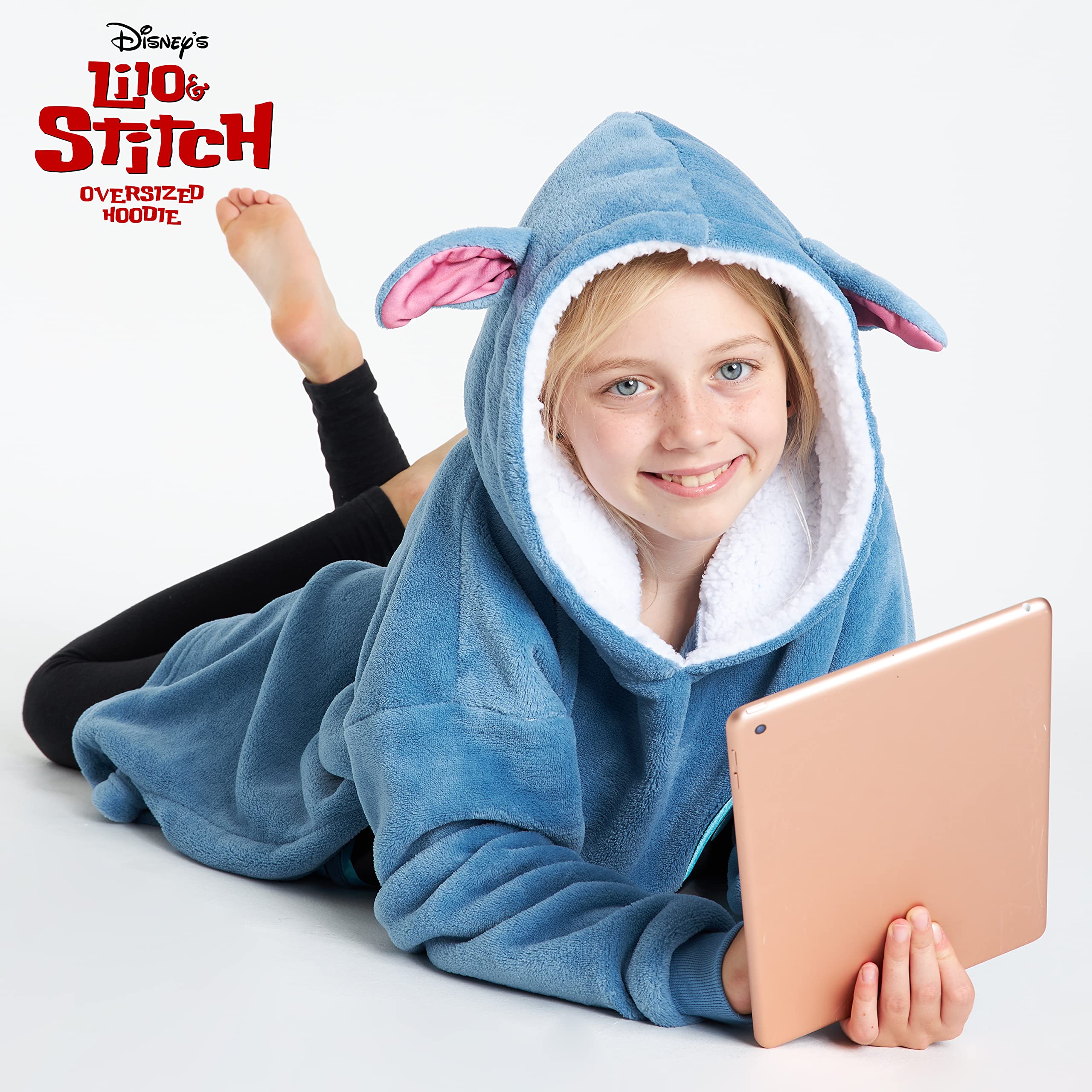 Foto 5 | Manta con Capucha Disney Stitch Azul - Venta Internacional