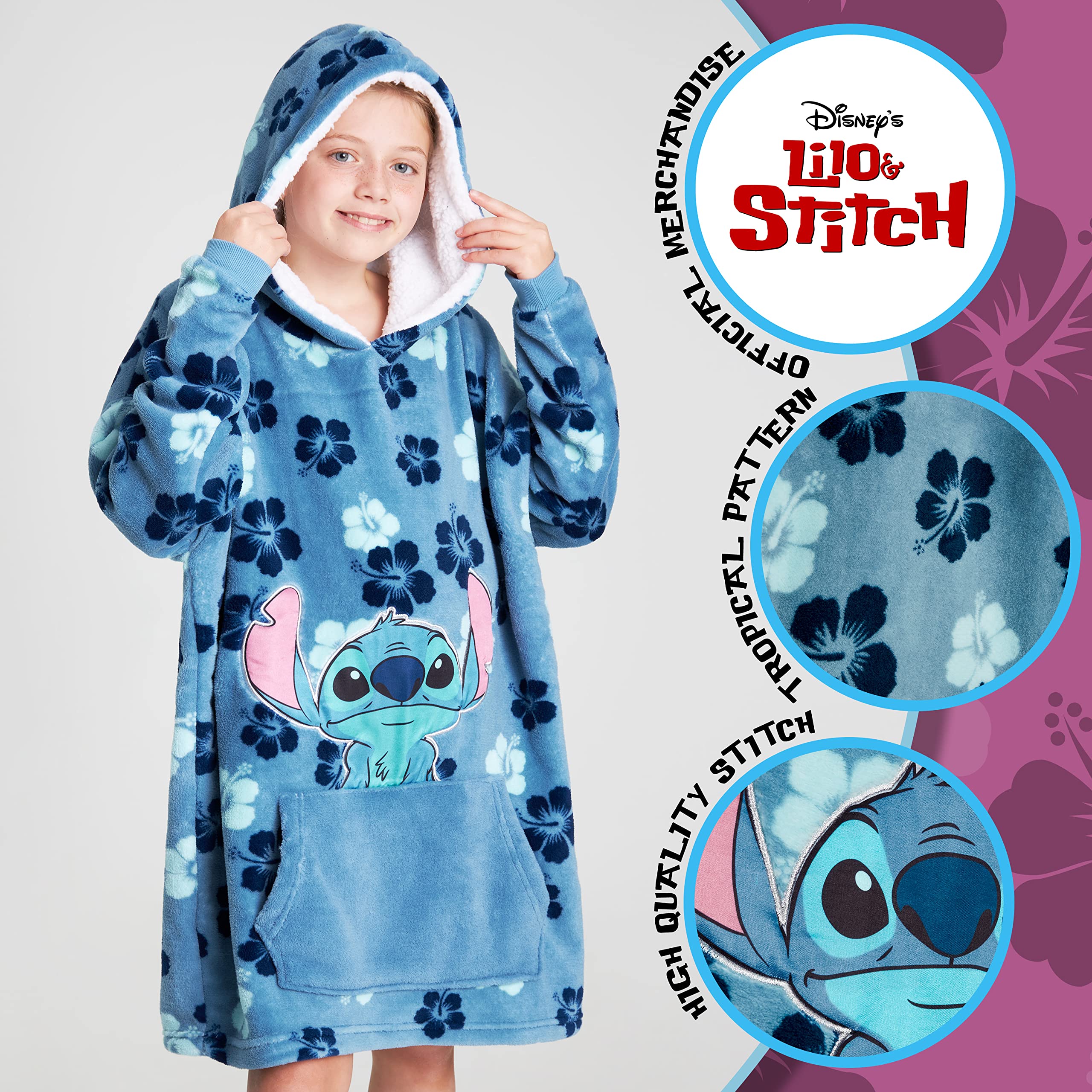 Foto 4 pulgar | Manta con Capucha Disney Stitch Azul - Venta Internacional