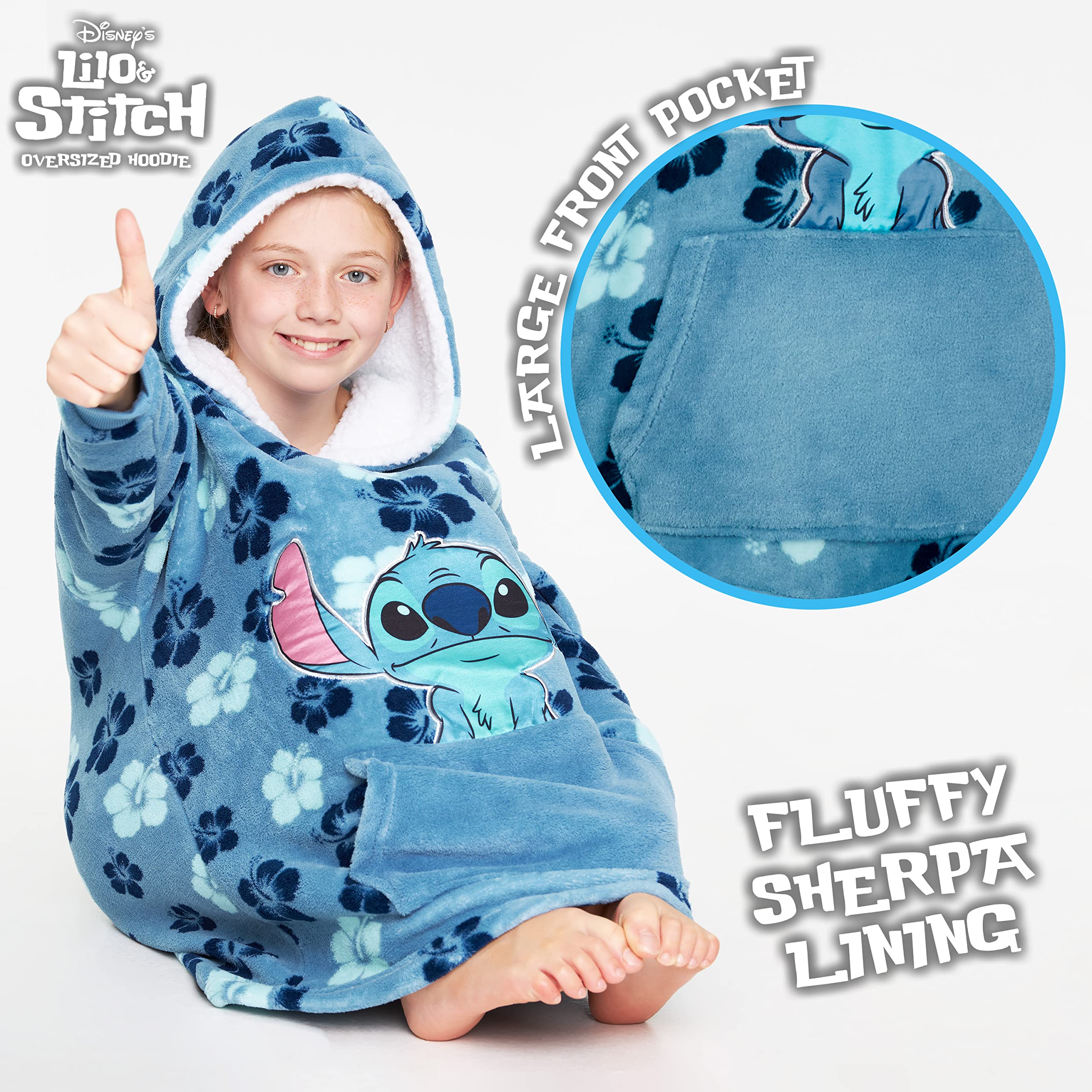 Foto 5 pulgar | Manta con Capucha Disney Stitch Azul - Venta Internacional
