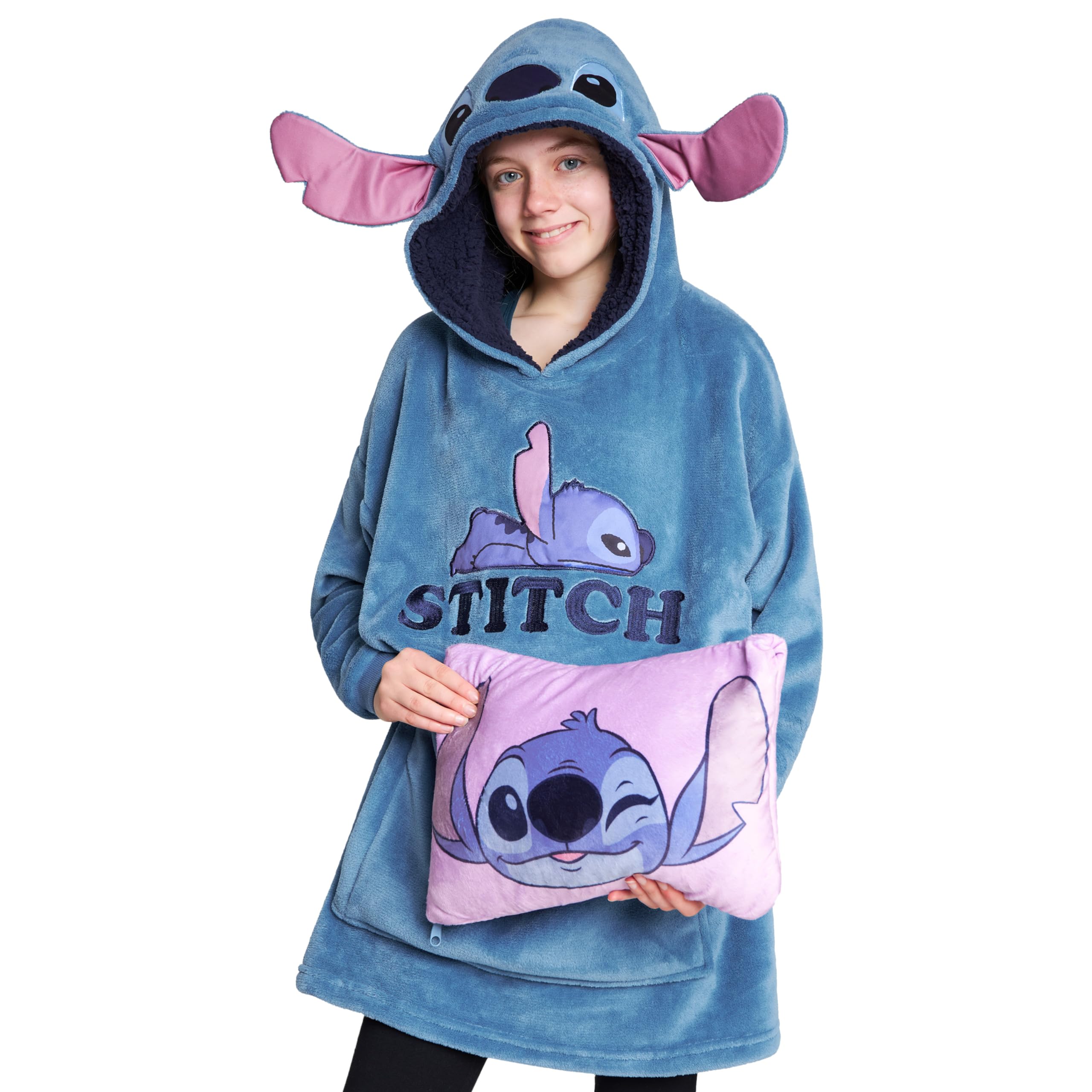 Foto 2 pulgar | Manta con Capucha Disney Stitch de Forro Polar Azul - Venta Internacional