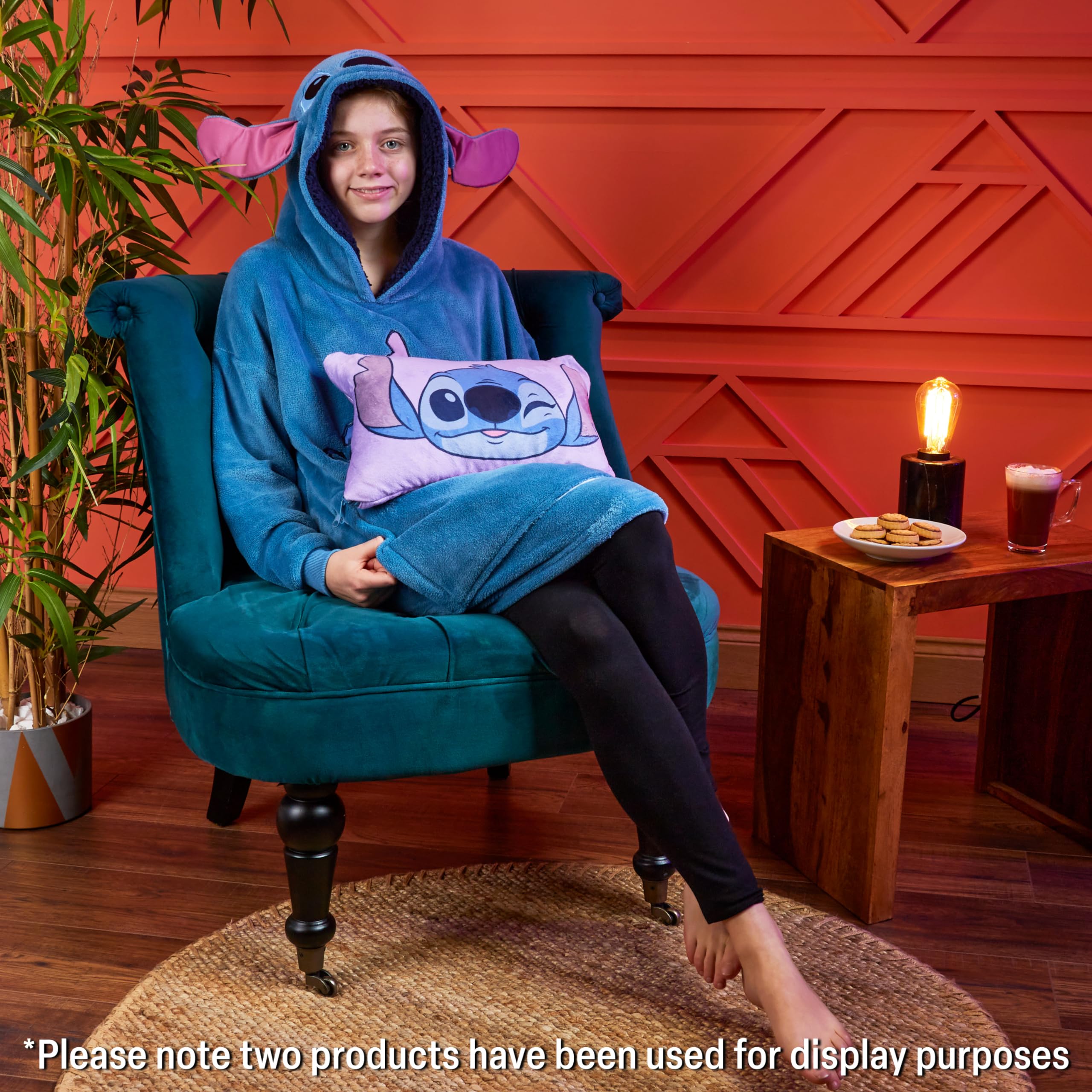 Foto 2 | Manta con Capucha Disney Stitch de Forro Polar Azul - Venta Internacional