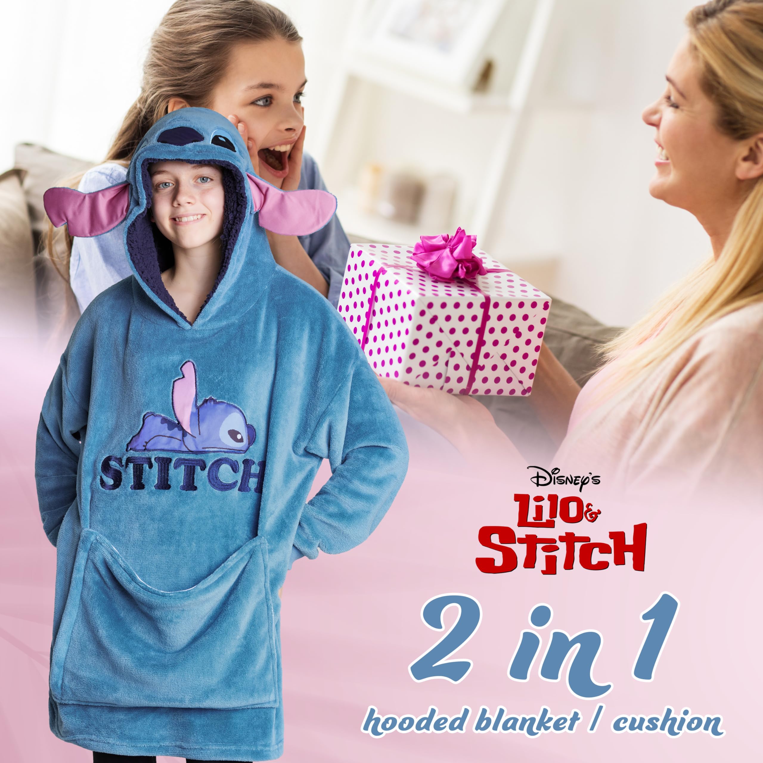 Foto 4 pulgar | Manta con Capucha Disney Stitch de Forro Polar Azul - Venta Internacional