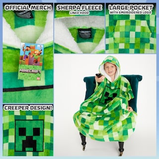 Foto 4 | Manta Con Capucha Minecraft, Forro Polar Para Niños Y Adolescentes, Color Verde - Venta Internacional.
