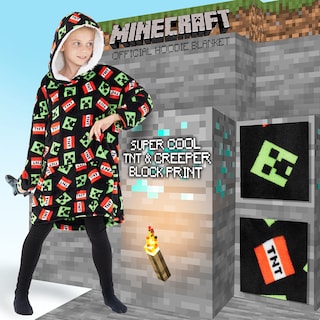 Foto 2 | Manta Con Capucha De Forro Polar Minecraft Para Niños Y Adolescentes - Venta Internacional.