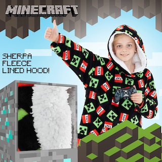 Foto 4 | Manta Con Capucha De Forro Polar Minecraft Para Niños Y Adolescentes - Venta Internacional.