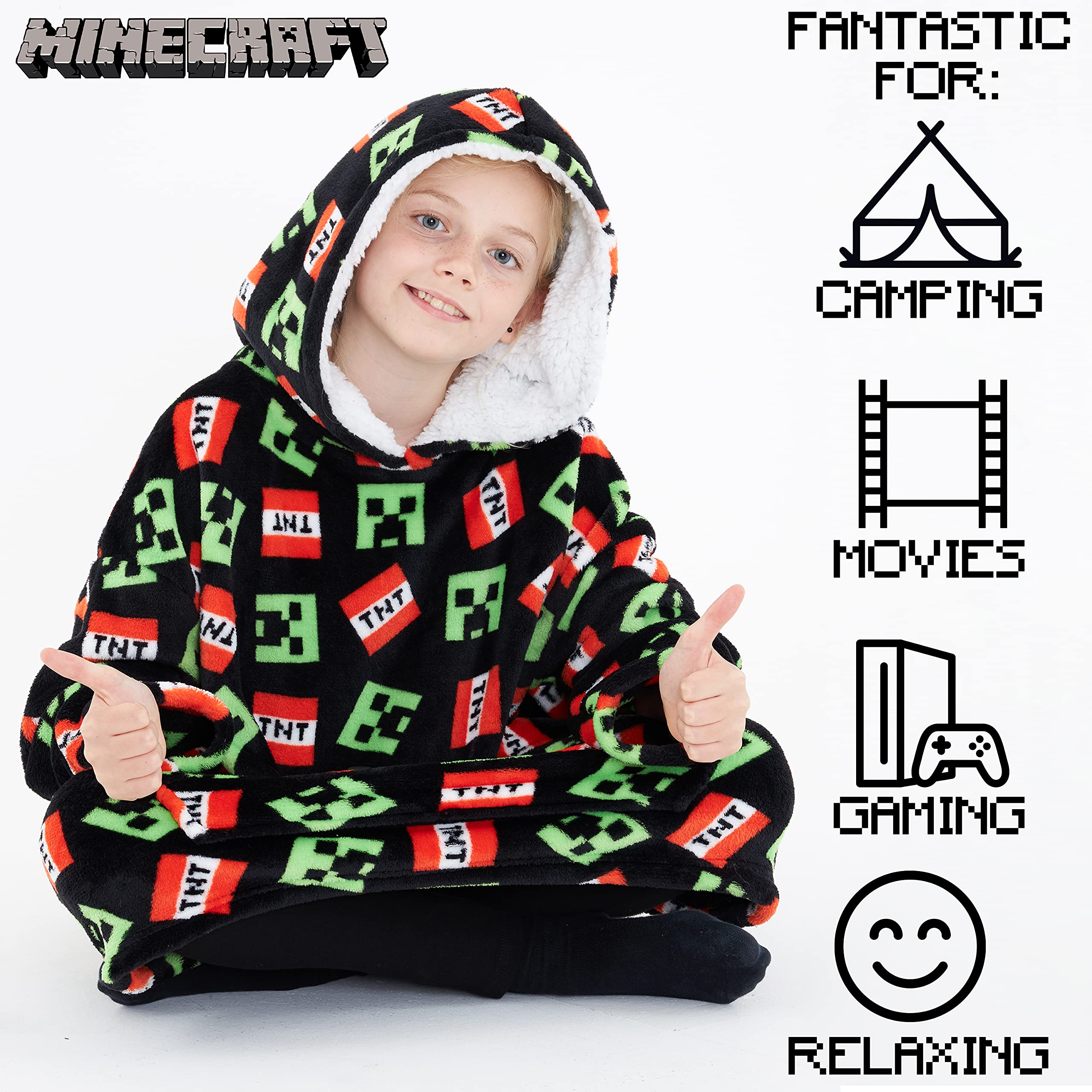 Foto 6 pulgar | Manta Con Capucha De Forro Polar Minecraft Para Niños Y Adolescentes - Venta Internacional.