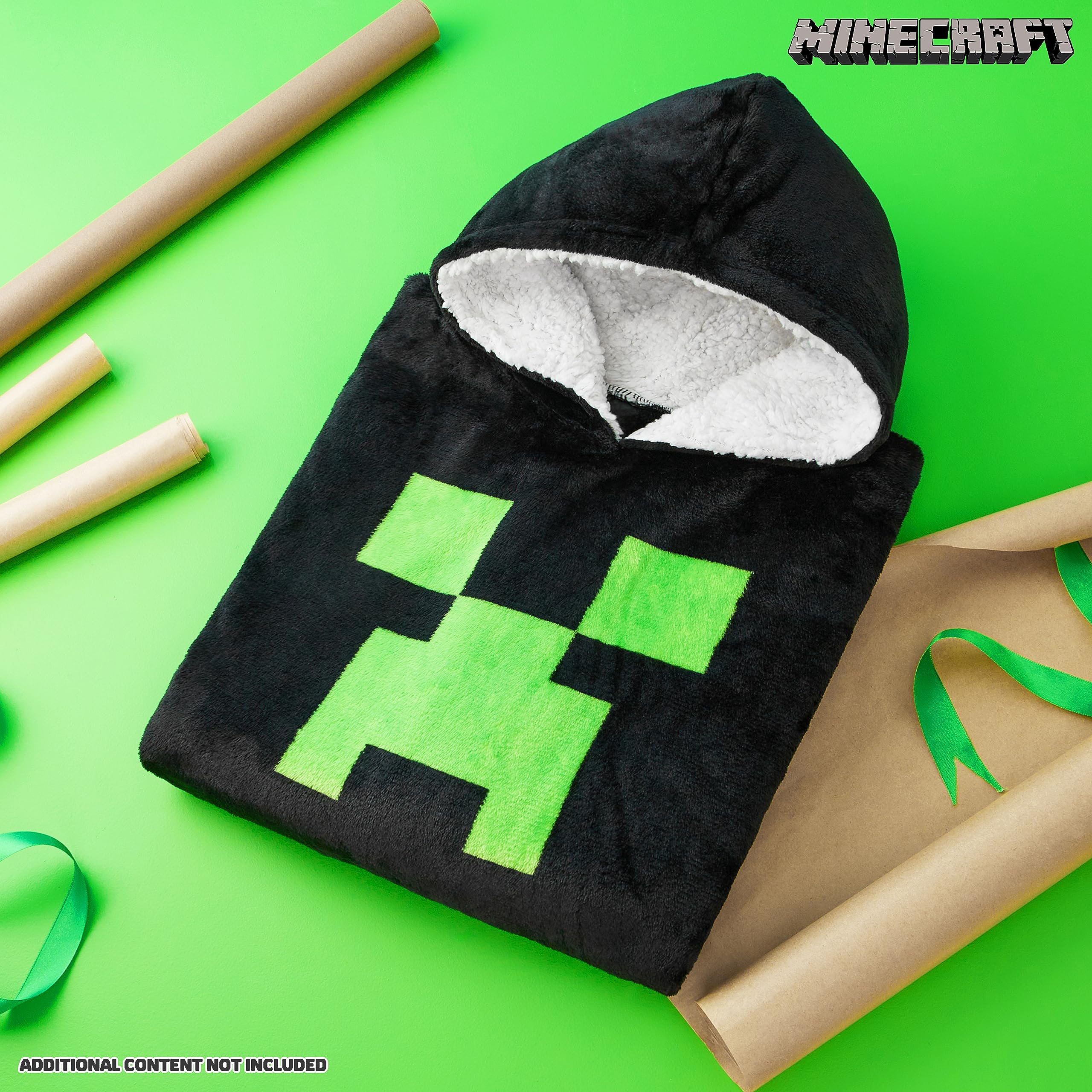 Foto 2 | Manta Con Capucha De Forro Polar Minecraft Para Niños Y Adolescentes - Venta Internacional.