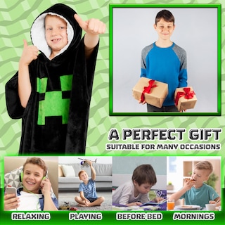 Foto 3 | Manta Con Capucha De Forro Polar Minecraft Para Niños Y Adolescentes - Venta Internacional.