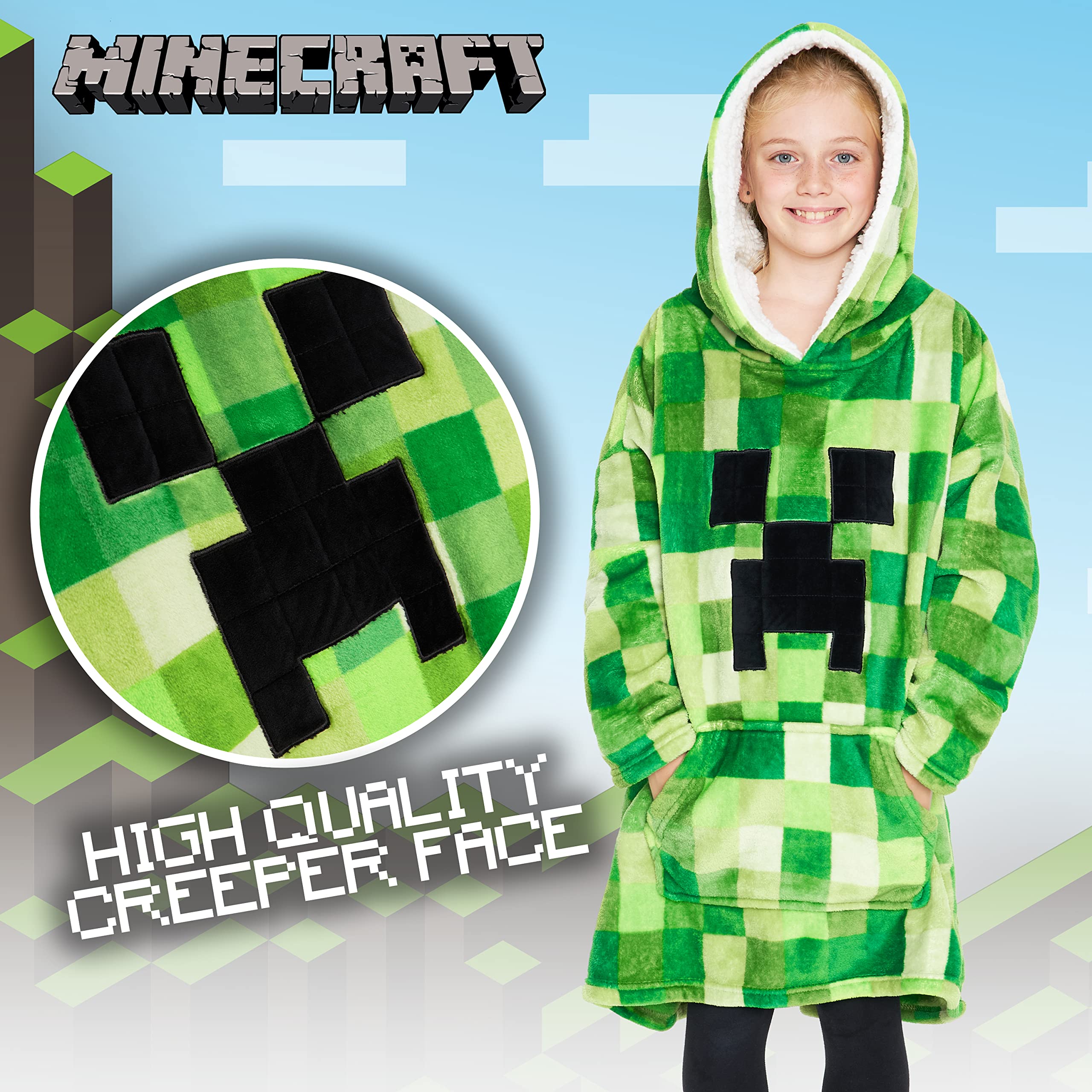 Foto 2 | Manta con Capucha Forro Polar Minecraft para Niños - Venta Internacional