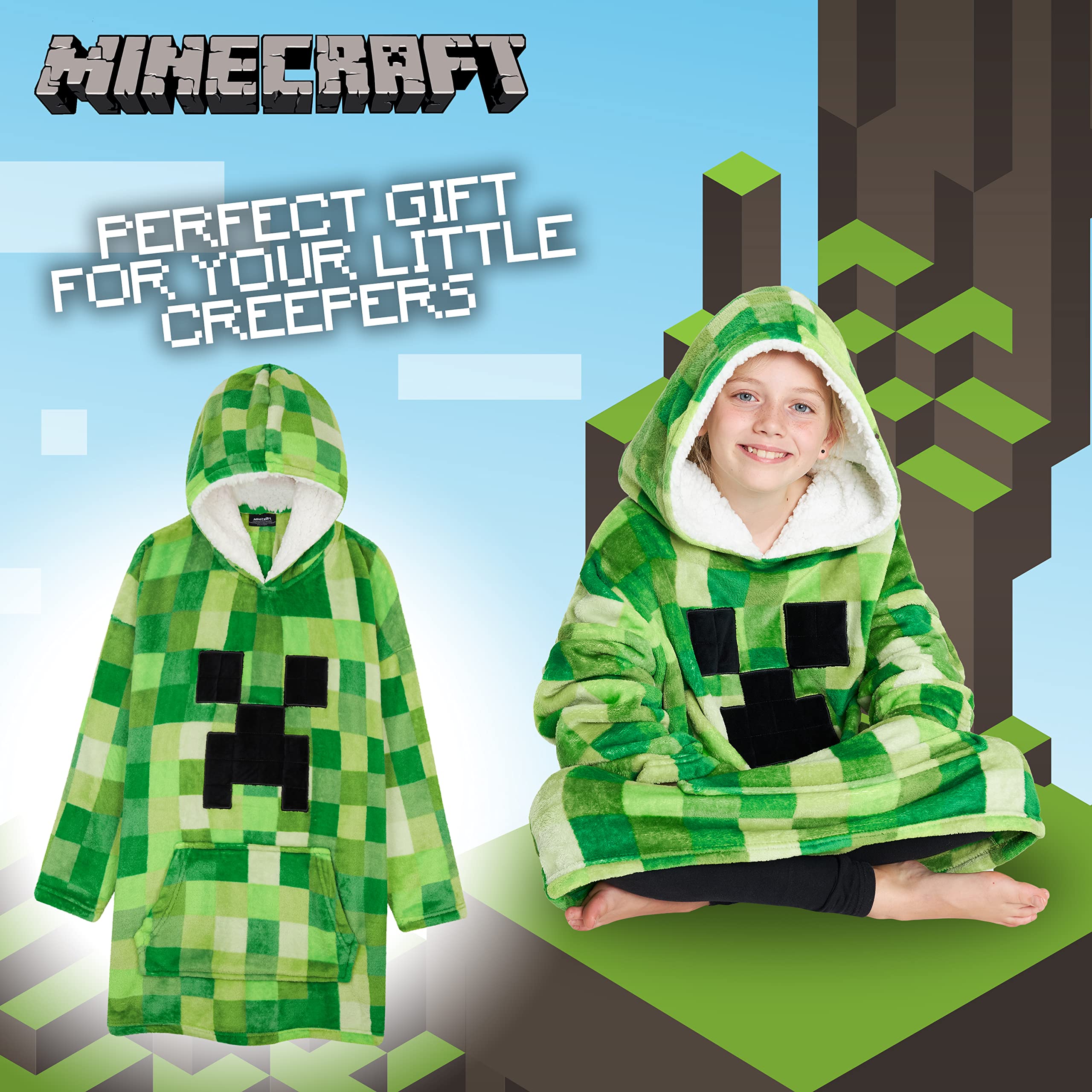 Foto 4 pulgar | Manta con Capucha Forro Polar Minecraft para Niños - Venta Internacional