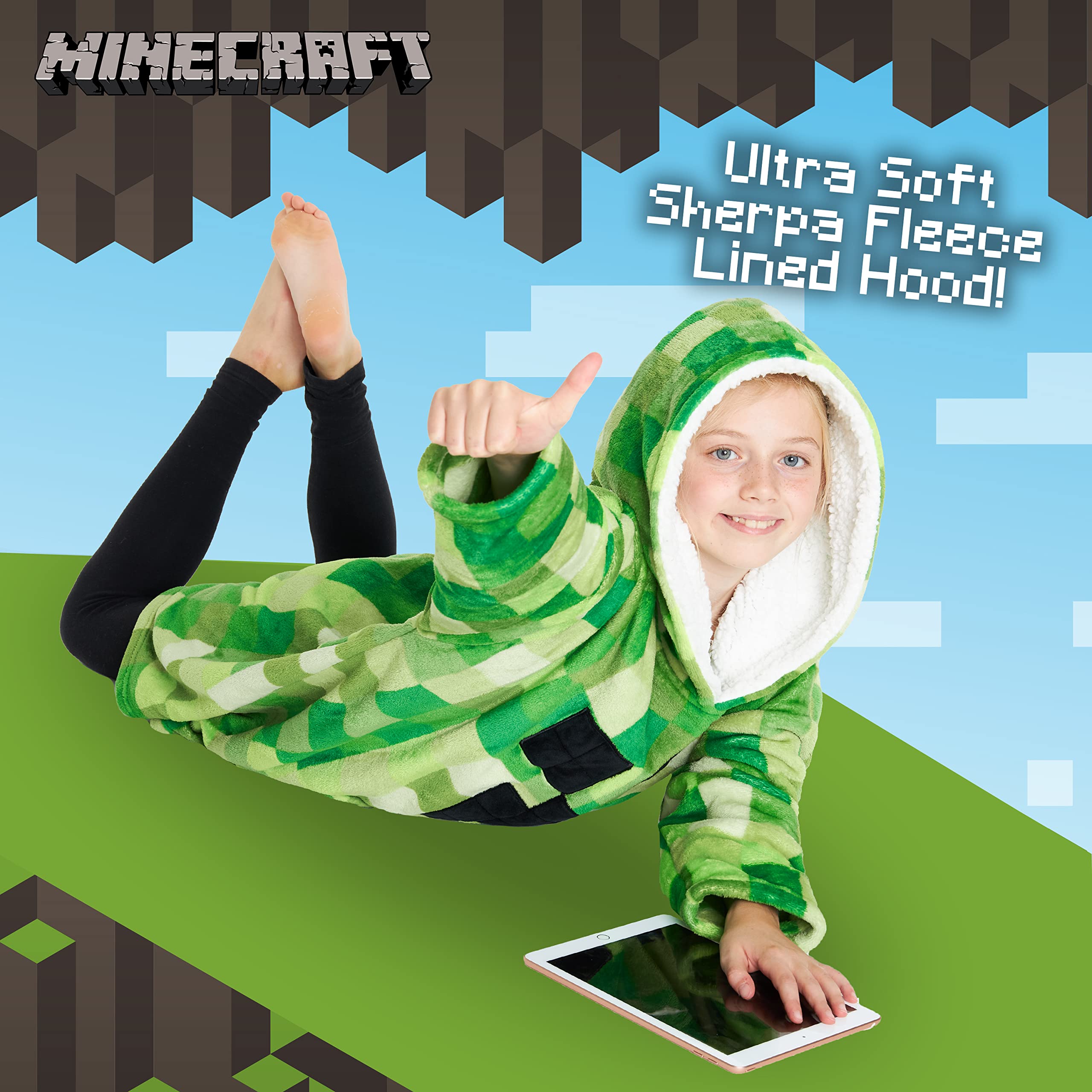 Foto 5 pulgar | Manta con Capucha Forro Polar Minecraft para Niños - Venta Internacional