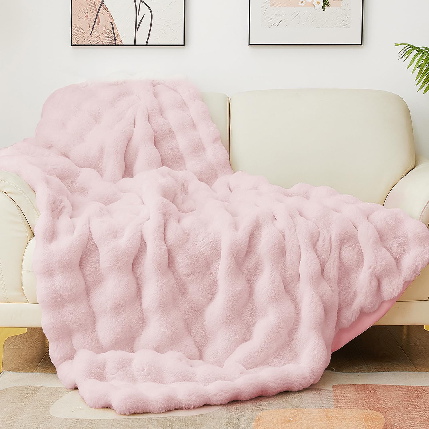 Foto 2 pulgar | Manta Latepis De Piel Sintética Rosa King Bubble, 220 X 270 Cm, 860 G/m² - Venta Internacional.