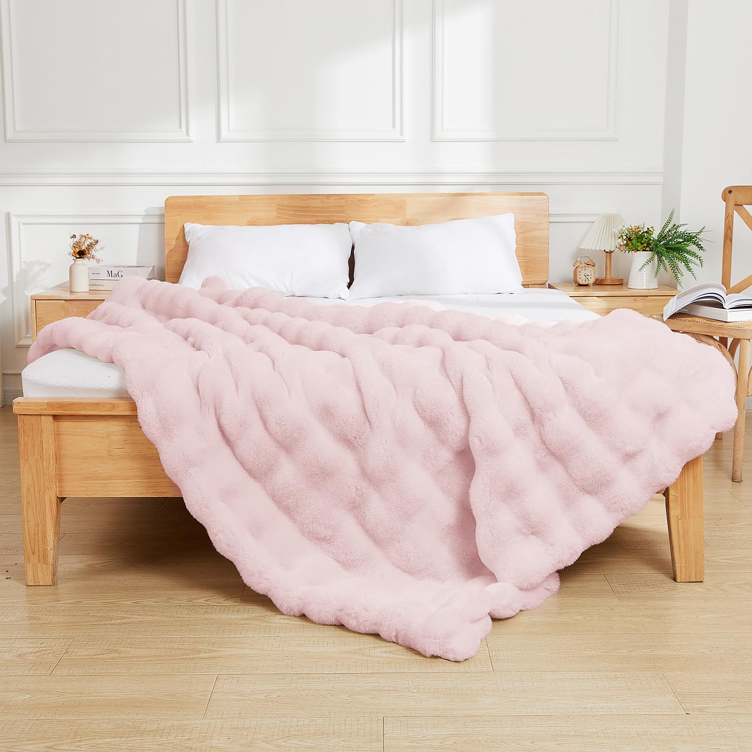 Foto 3 pulgar | Manta Latepis De Piel Sintética Rosa King Bubble, 220 X 270 Cm, 860 G/m² - Venta Internacional.