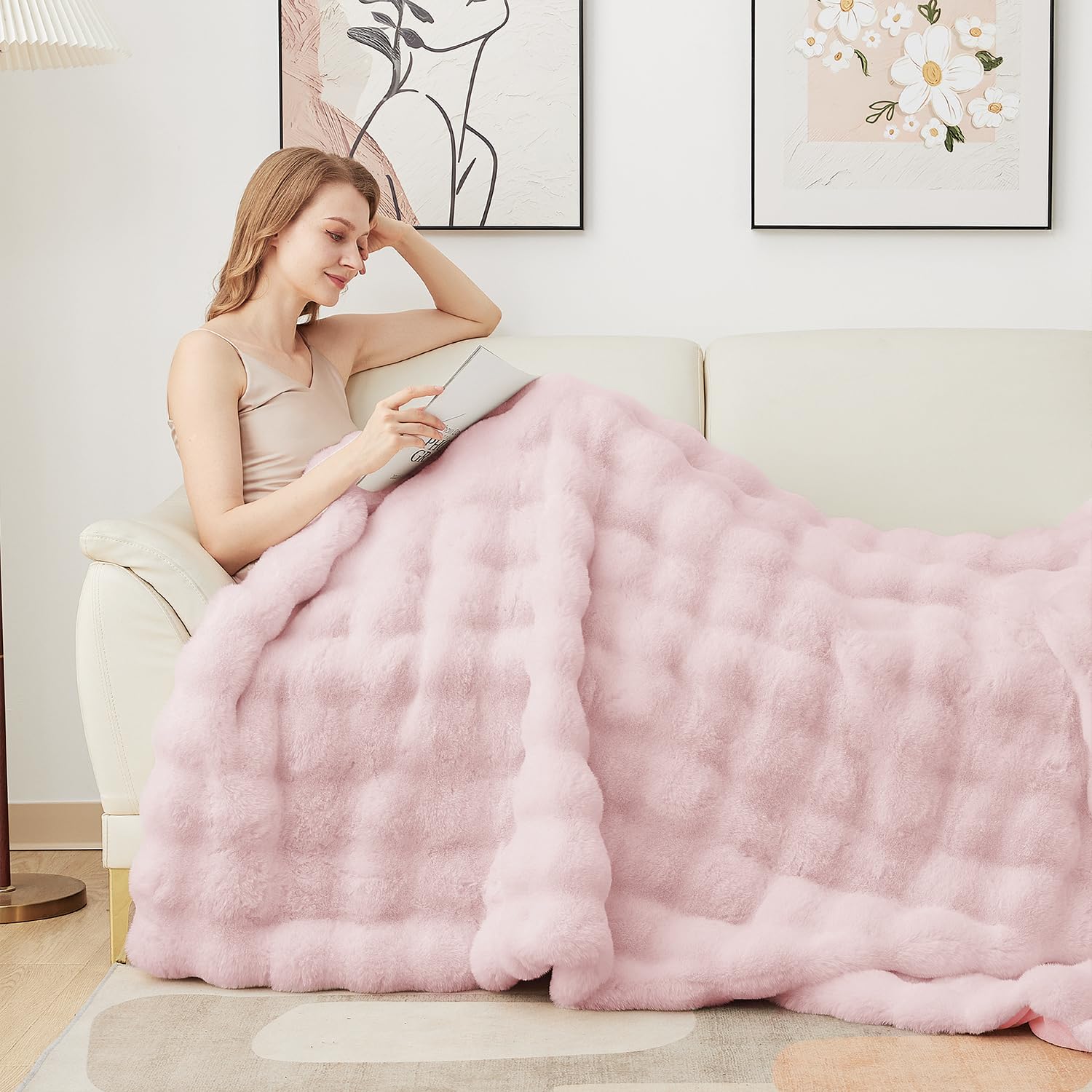 Foto 6 pulgar | Manta Latepis De Piel Sintética Rosa King Bubble, 220 X 270 Cm, 860 G/m² - Venta Internacional.