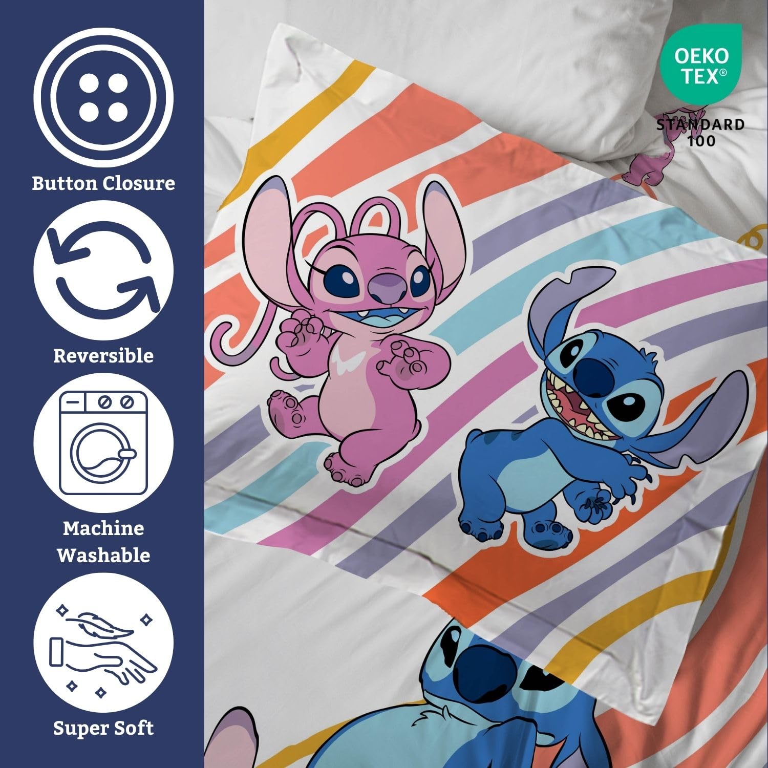 Foto 4 pulgar | Juego De Funda Nórdica Jay Franco Lilo And Stitch, Talla Doble, Color Blanco - Venta Internacional.