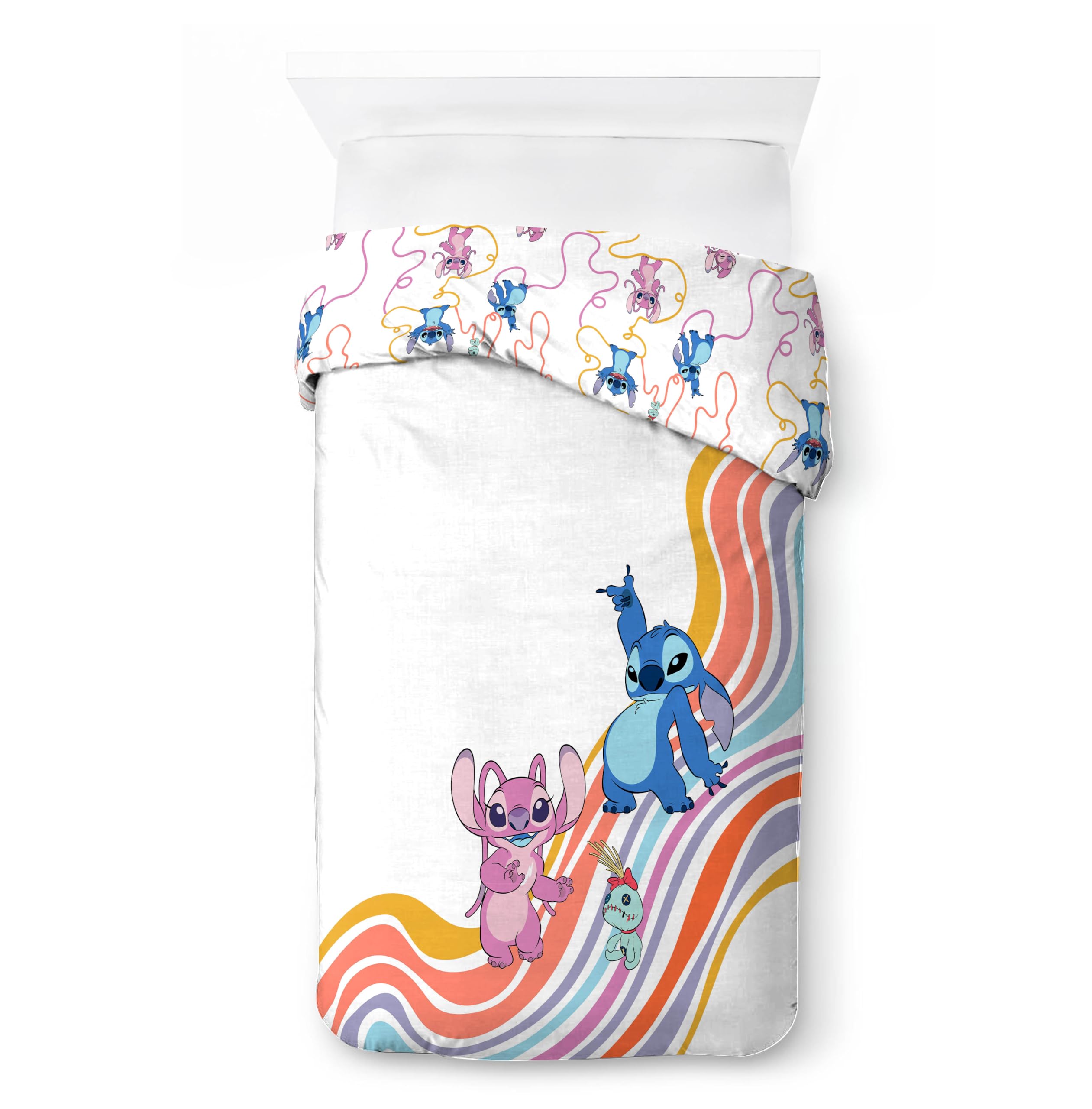 Foto 6 pulgar | Juego De Funda Nórdica Jay Franco Lilo And Stitch, Talla Doble, Color Blanco - Venta Internacional.