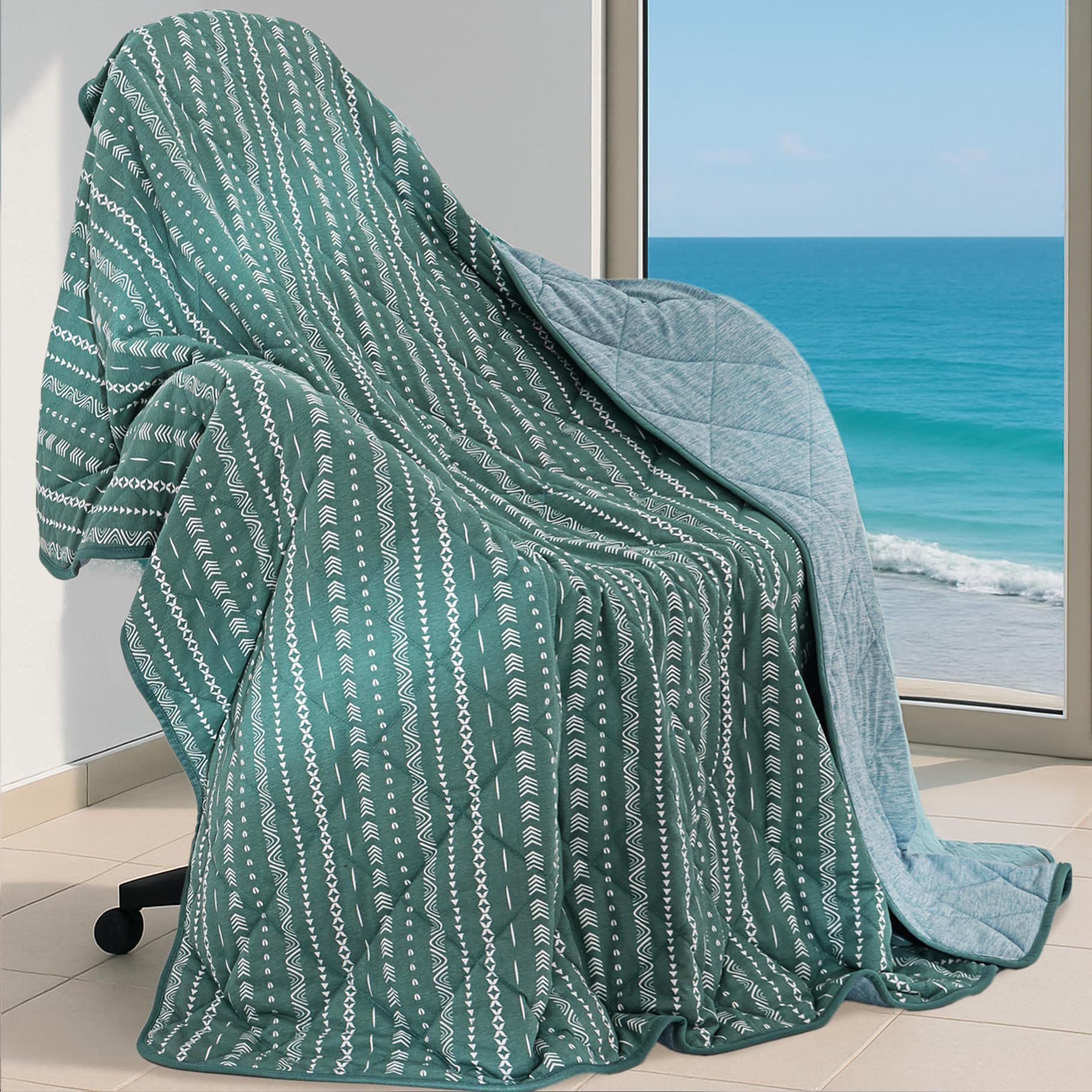 Foto 1 | Manta Refrescante Downcool Reversible Verde 150x180 Cm - Venta Internacional.
