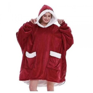 Foto 1 | Manta Huoguo Para Mujer Cálida Casual Con Capucha Para El Hogar Roja - Venta Internacional.