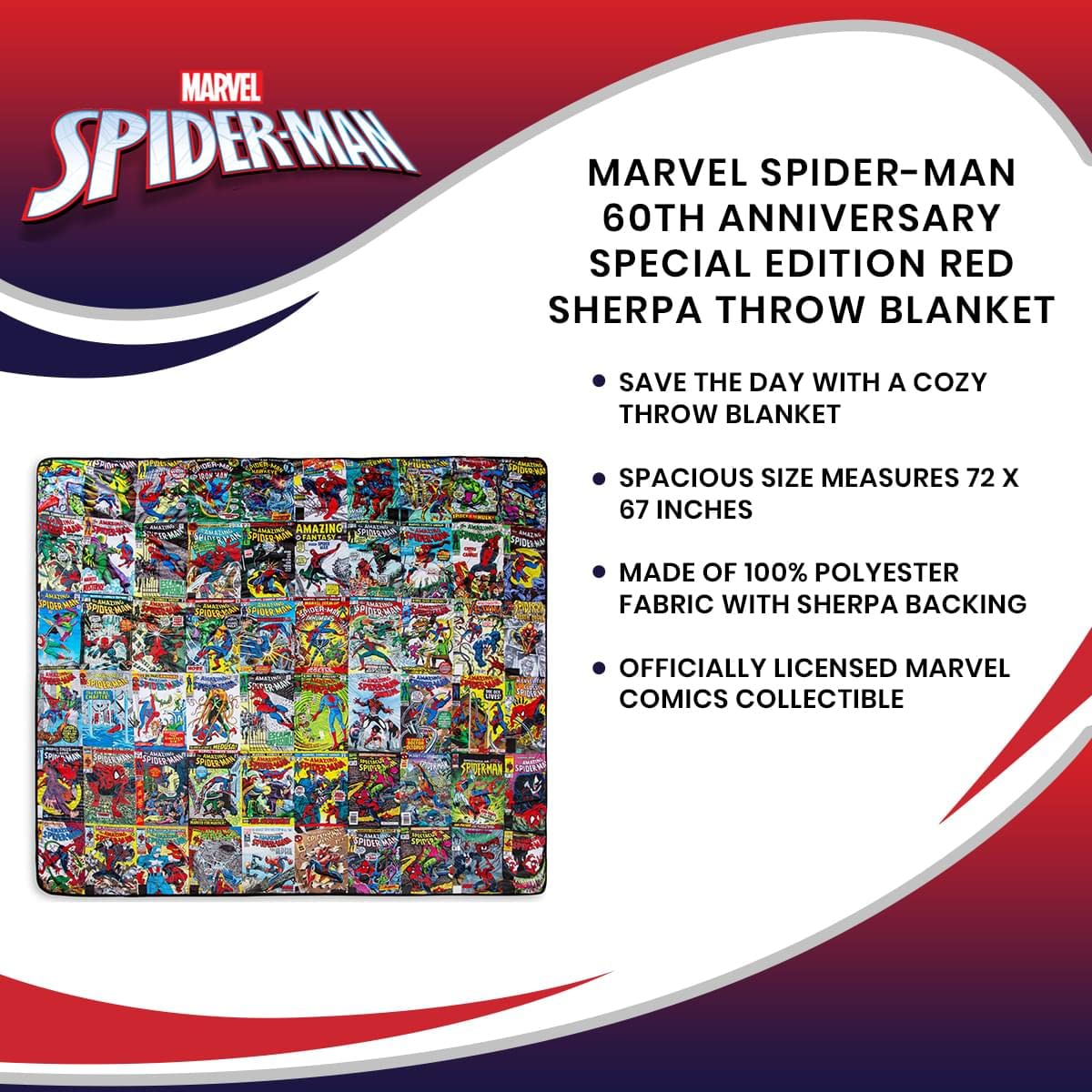 Foto 8 pulgar | Throw Blanket Edición Especial Del 60 Aniversario De Spider-man - Venta Internacional.