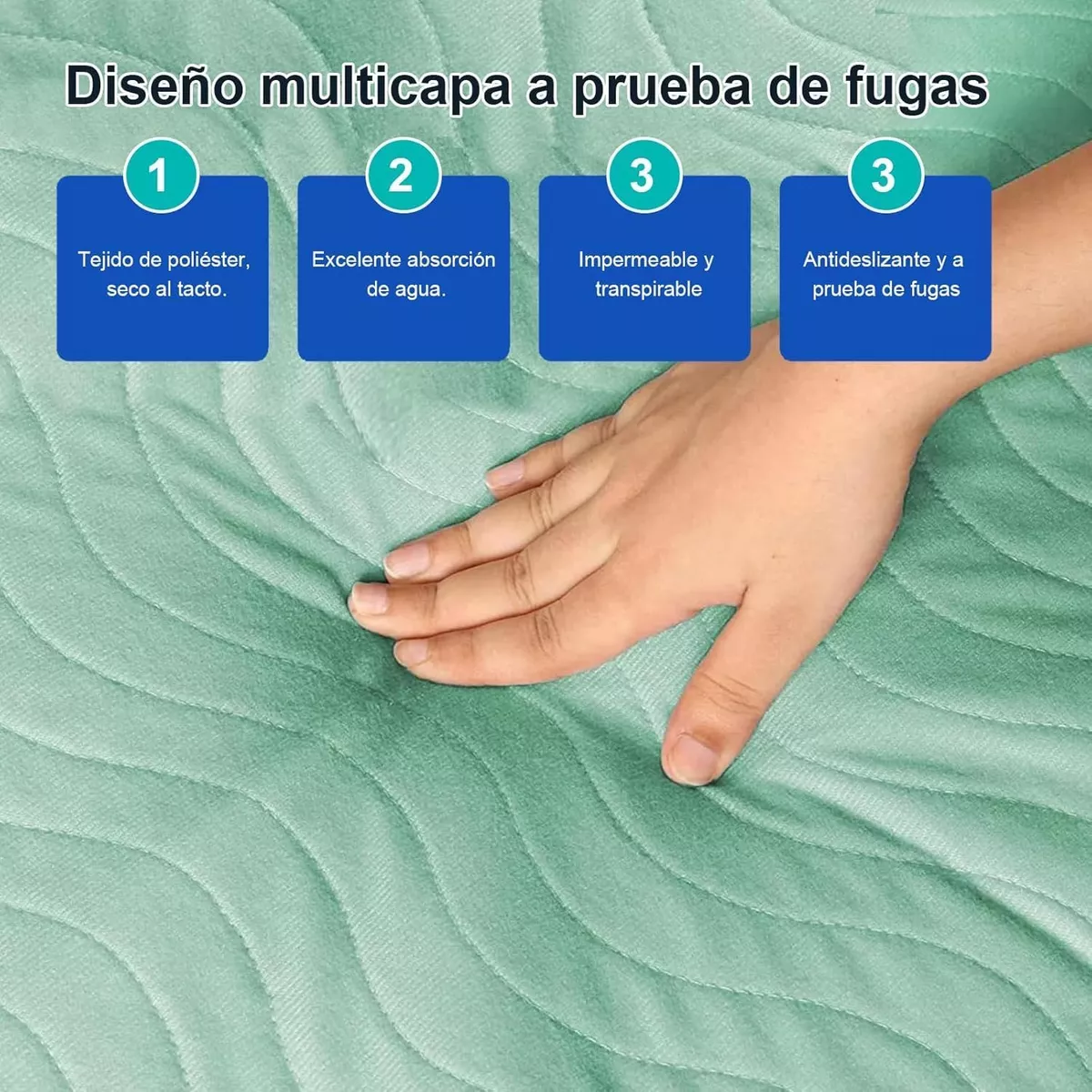 Foto 3 pulgar | Almohadilla Cubre Cama Incontinencia Urinaria Lavable Absorbente (verde)