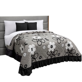 Foto 1 | Colcha Con Cojines King Size Elefantito Hogar Alatri Color Gris Floral